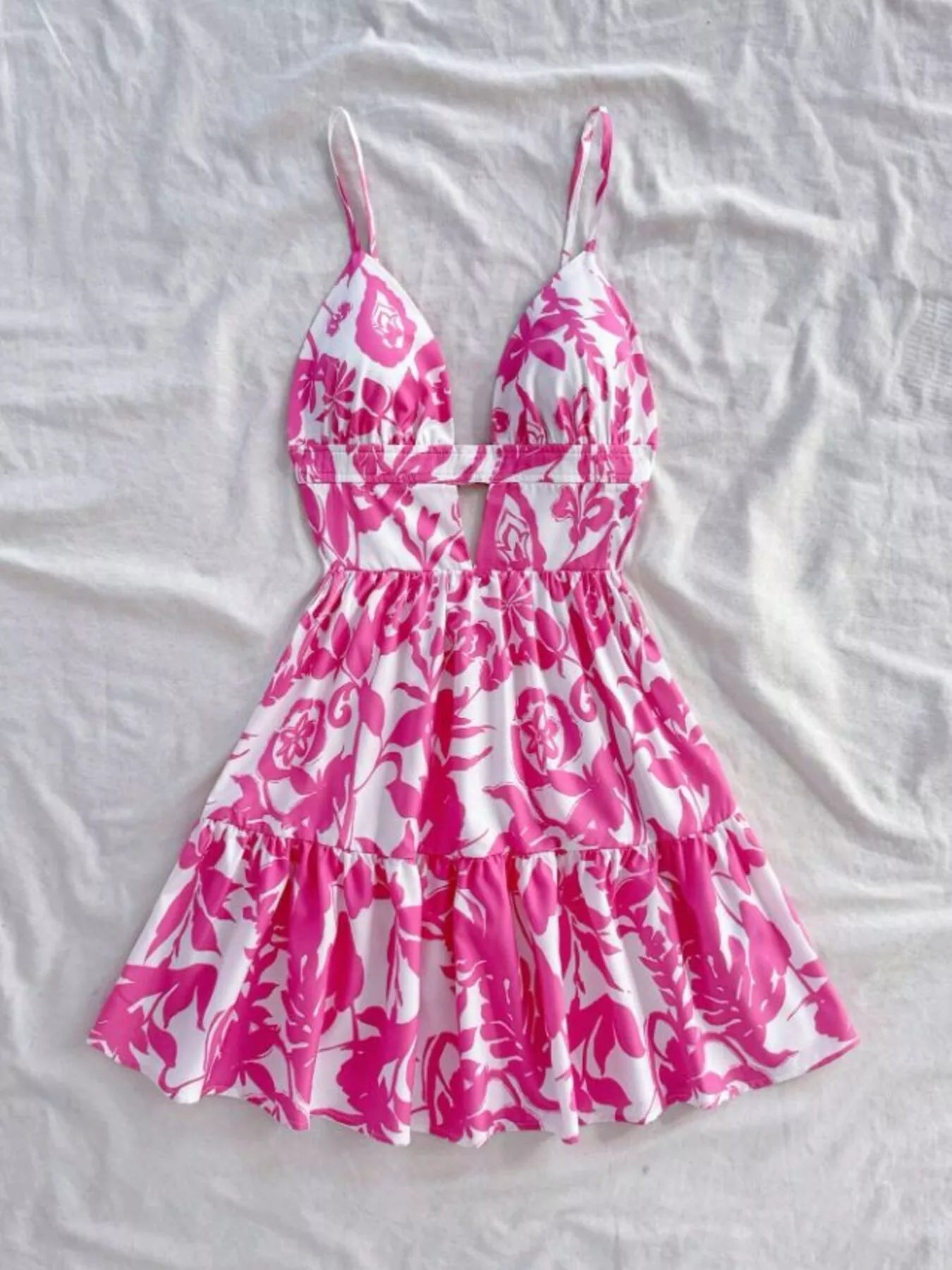 Floral Print Cutout Mini Dress