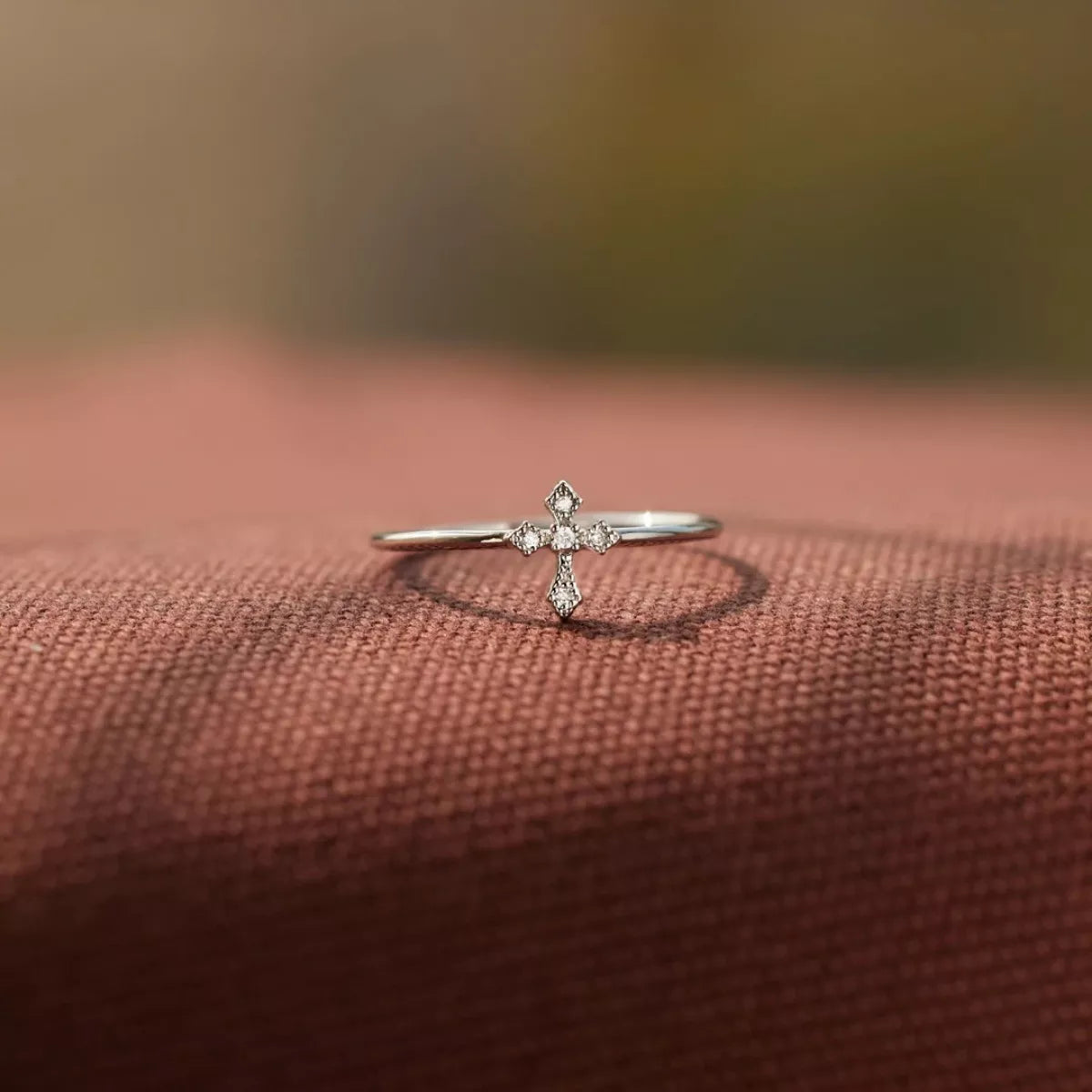 925 Sterling Silver Zircon Cross Ring