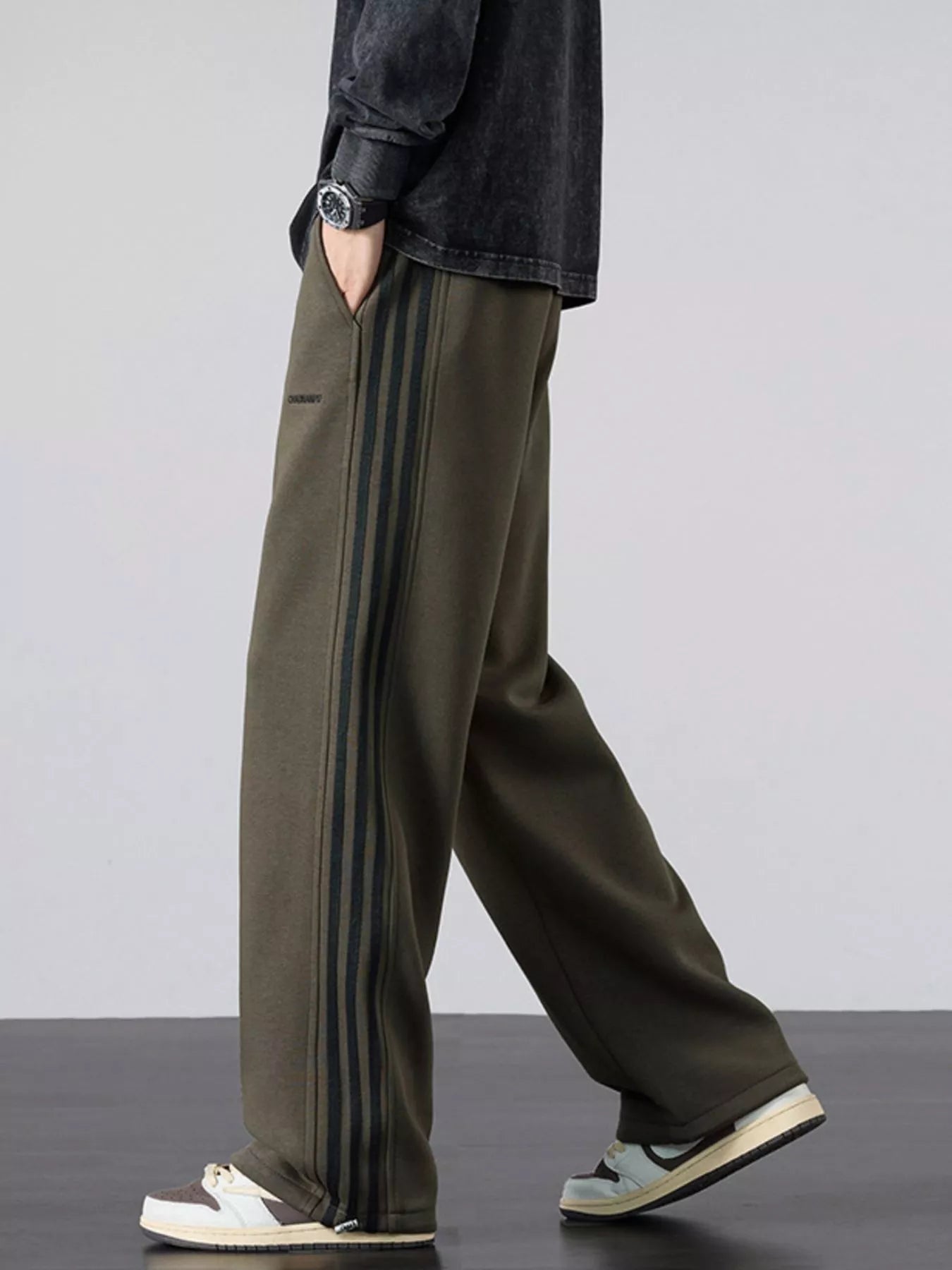 Men's Plus Size Casual Striped Wide Leg Sweatpants