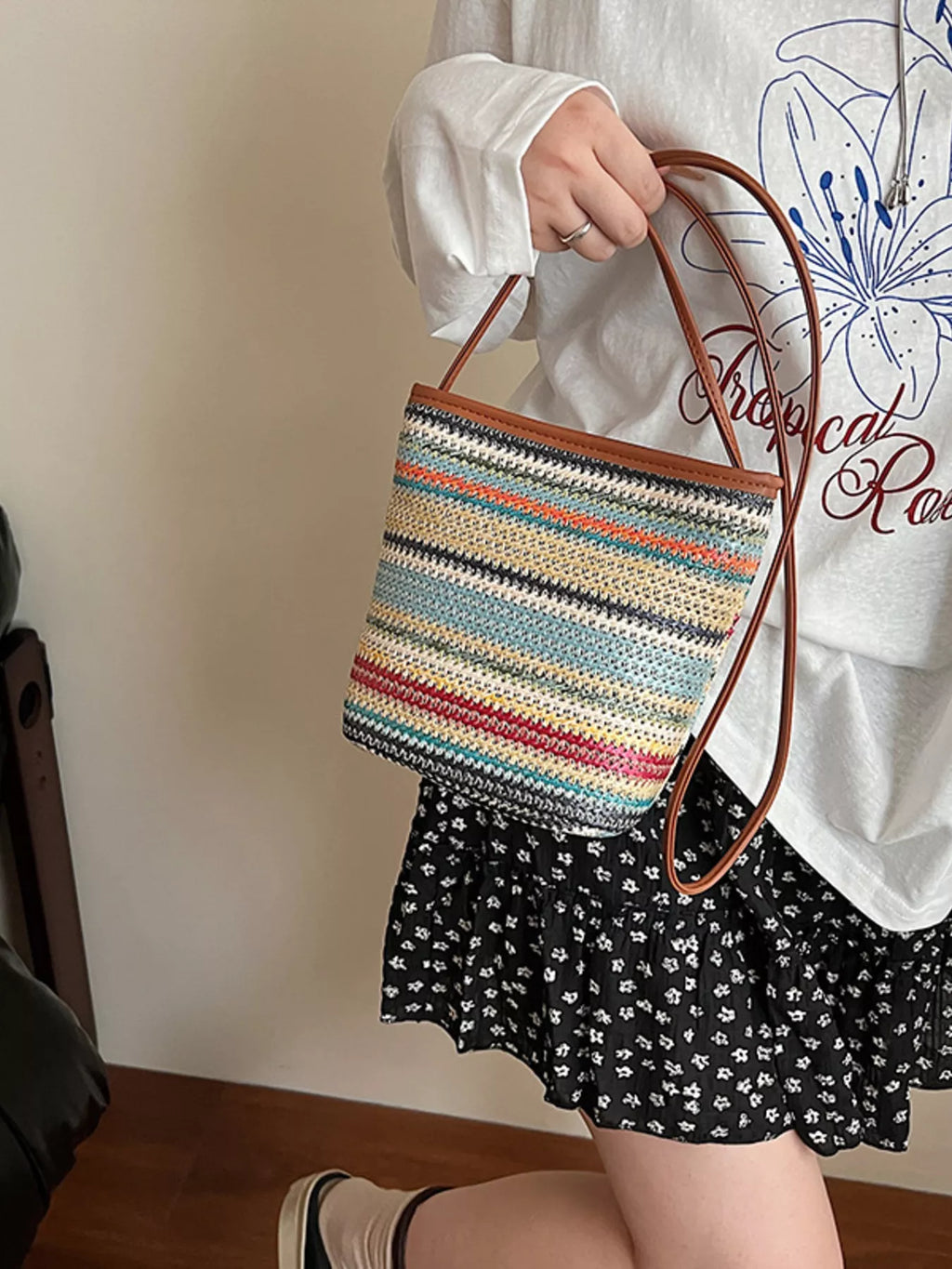 Woven Striped Crossbody Bag