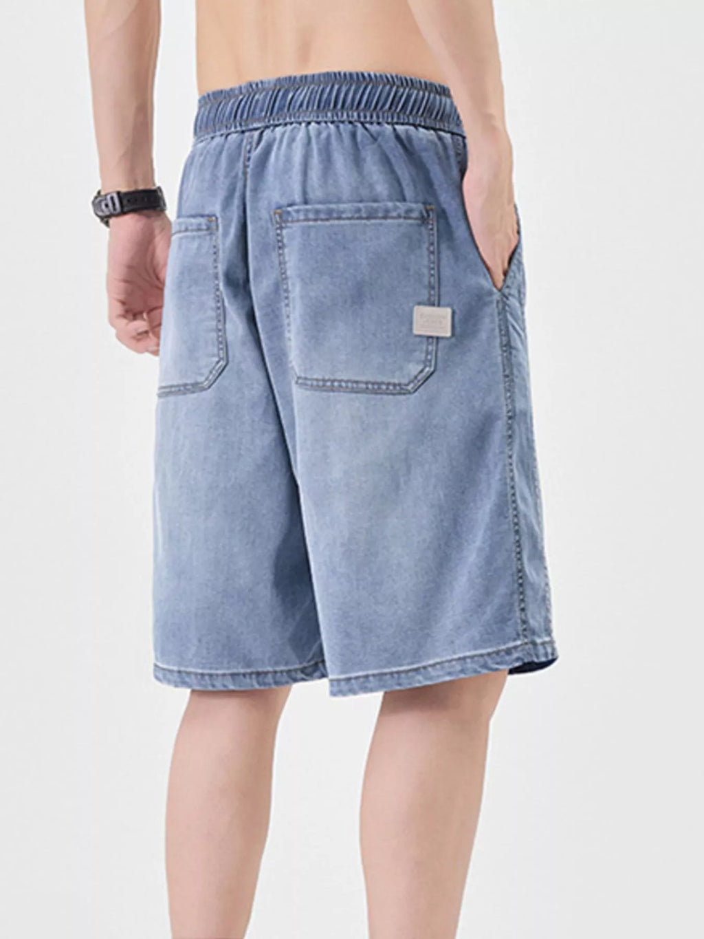 Men's Plus Size Casual Loose Fit Denim Shorts with Drawstring