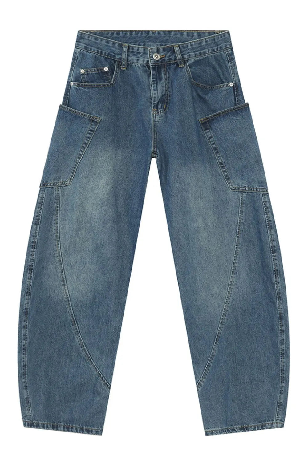 Mid Rise Waist Jeans with Pockets