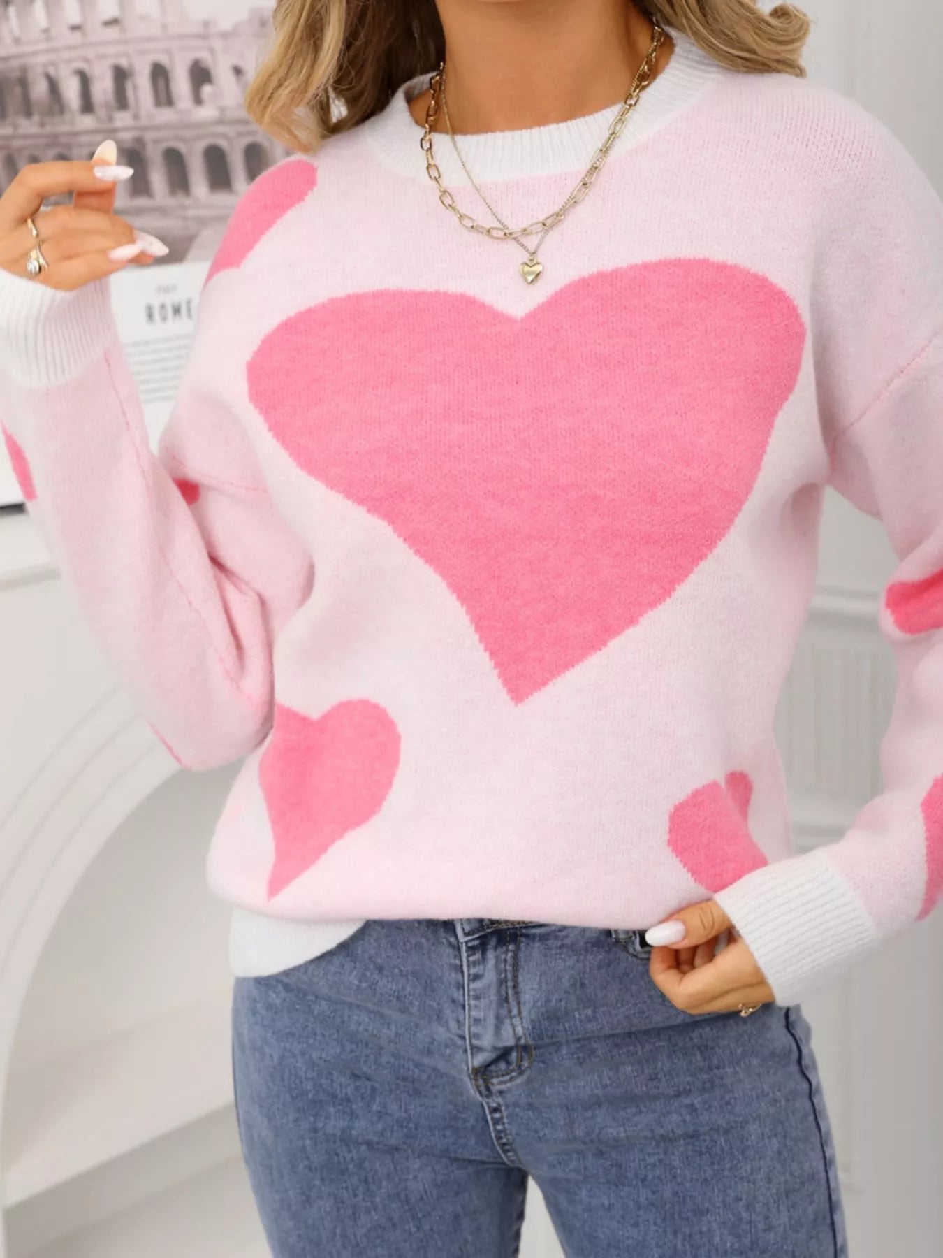 Valentine's Day Heart Crew Neck Sweater