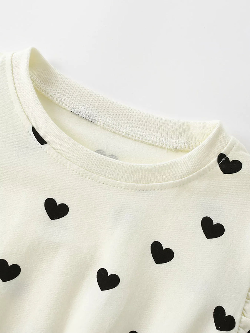 Children's Heart Print Ruffle Sleeve Dress