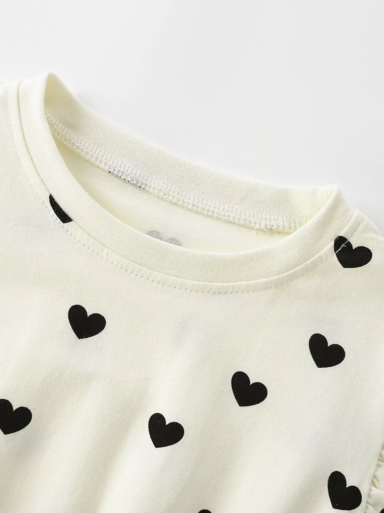 Children's Heart Print Ruffle Sleeve Dress