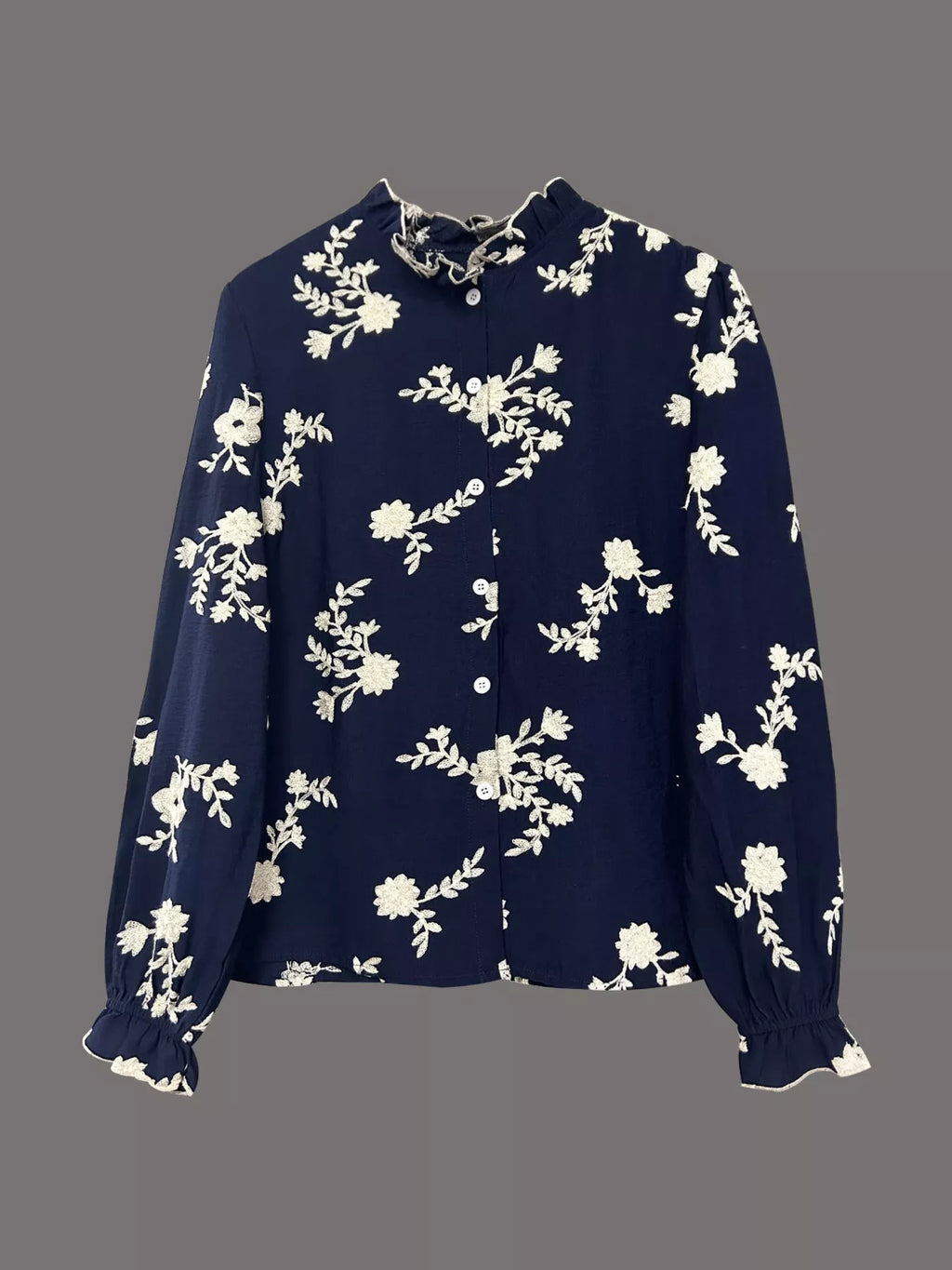 Floral Embroidered Long Sleeve Shirt