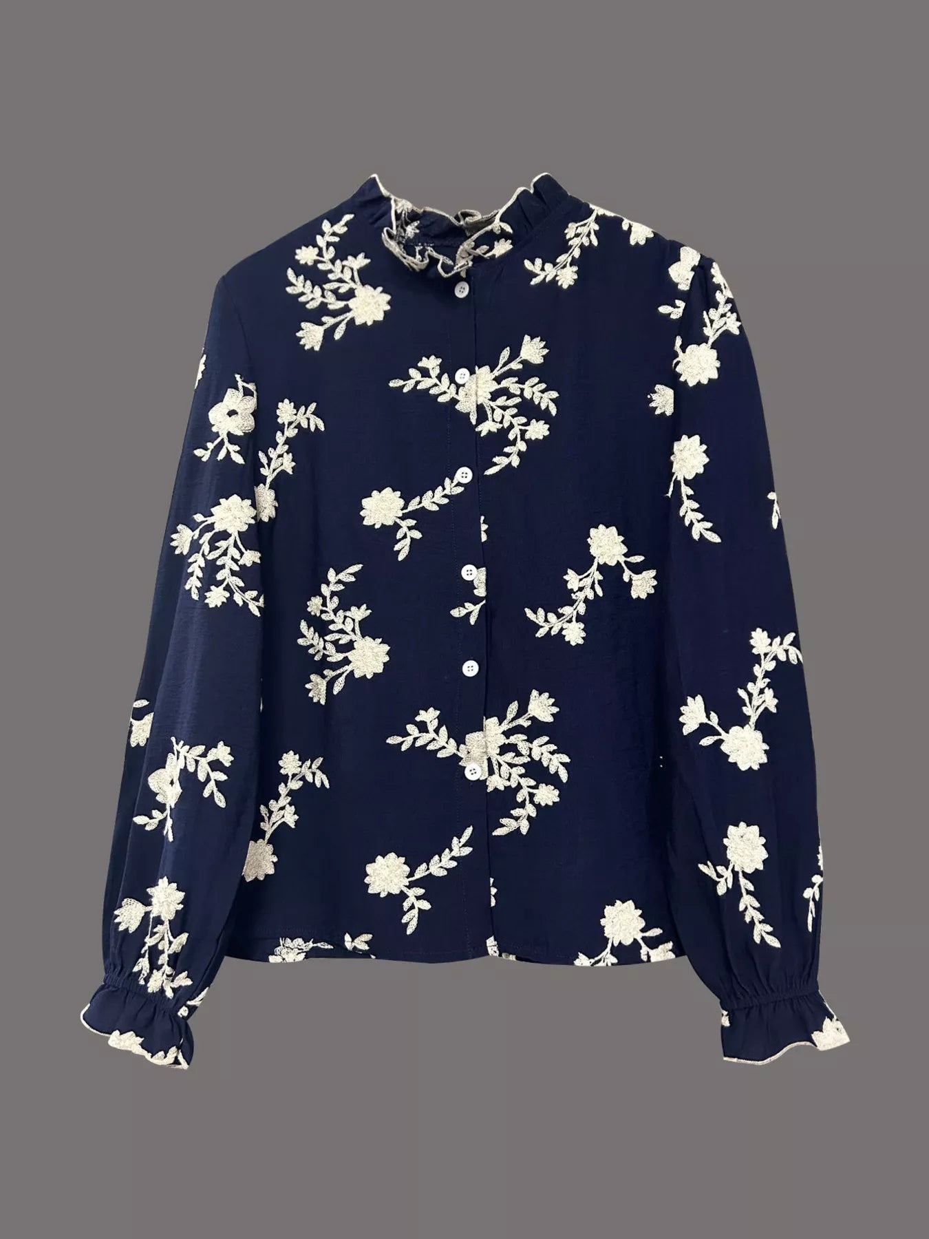Floral Embroidered Long Sleeve Shirt