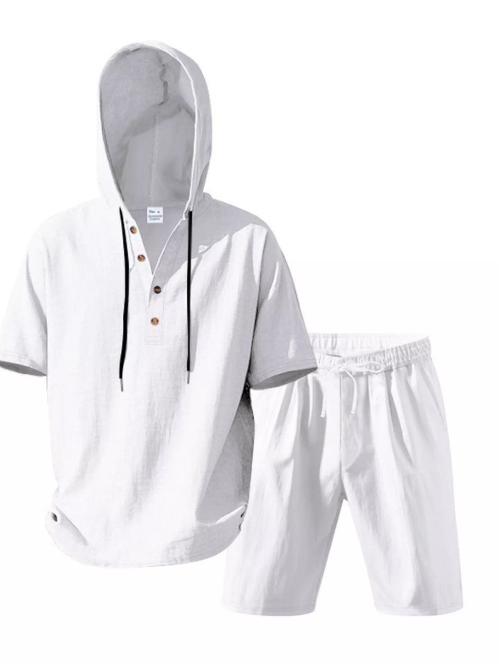 Men's Full Size Casual Short Sleeve Hooded Top & Shorts Set Plus Size
