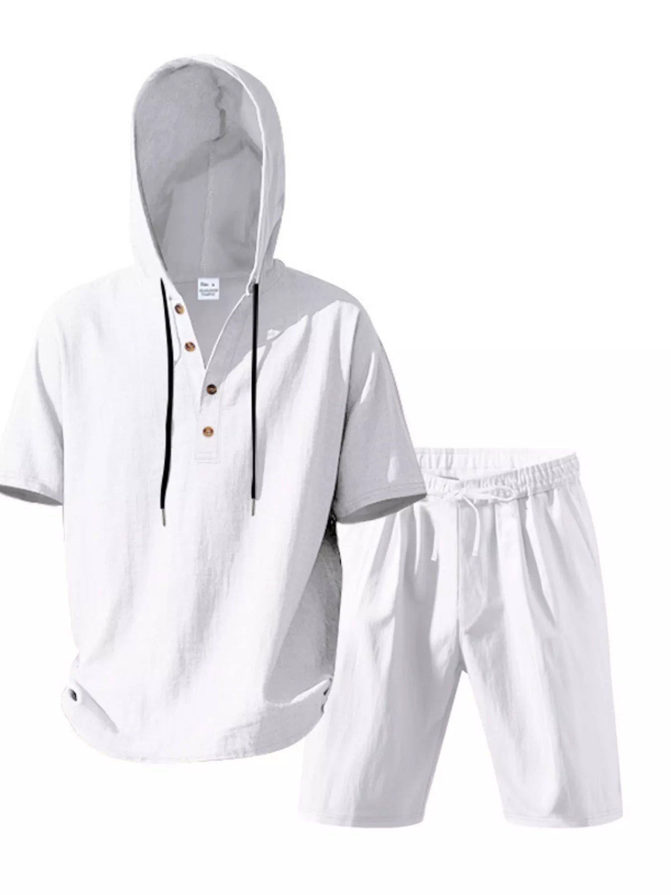 Men's Full Size Casual Short Sleeve Hooded Top & Shorts Set Plus Size