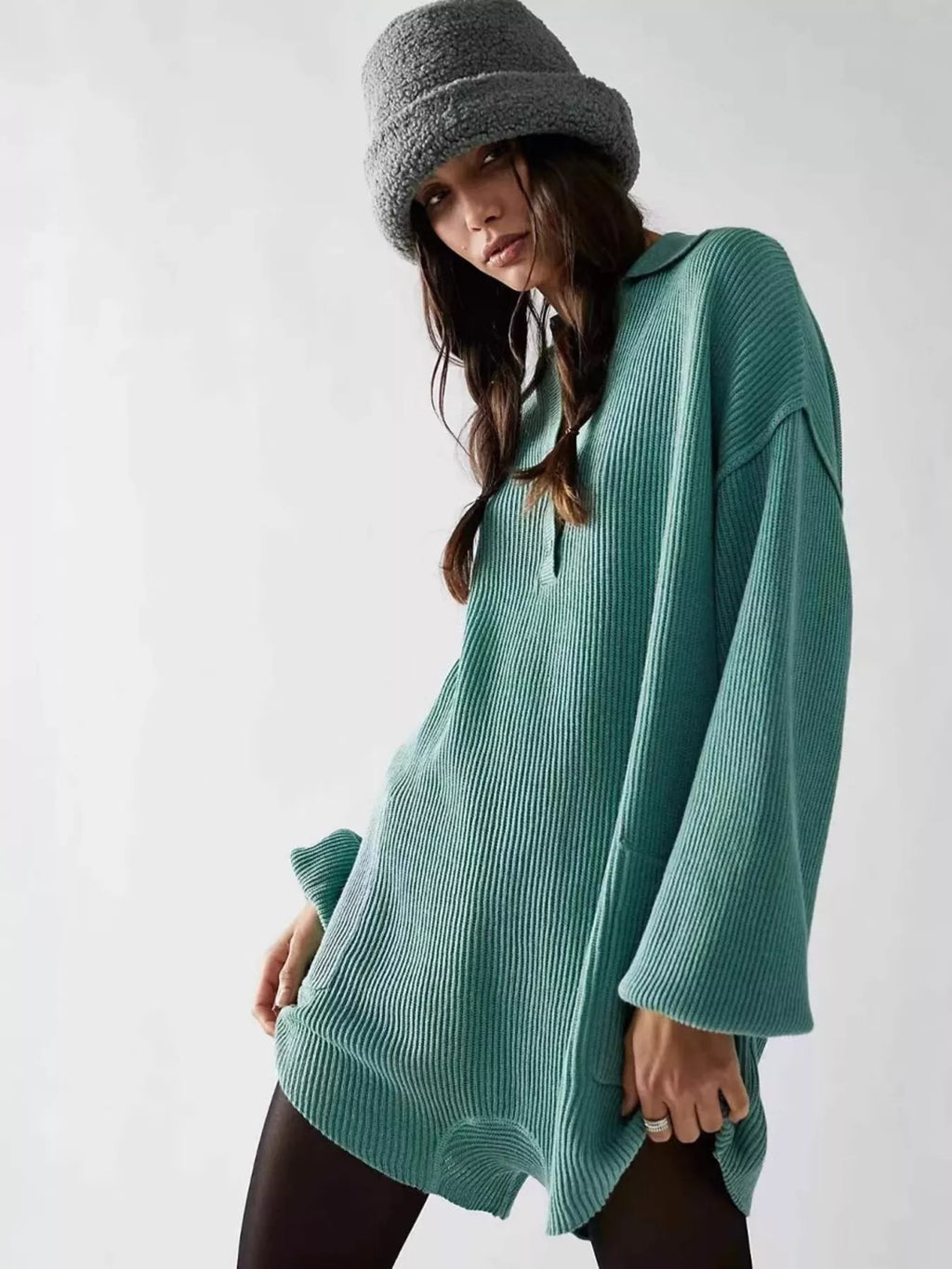 Ribbed Knit Long Sleeve Romper