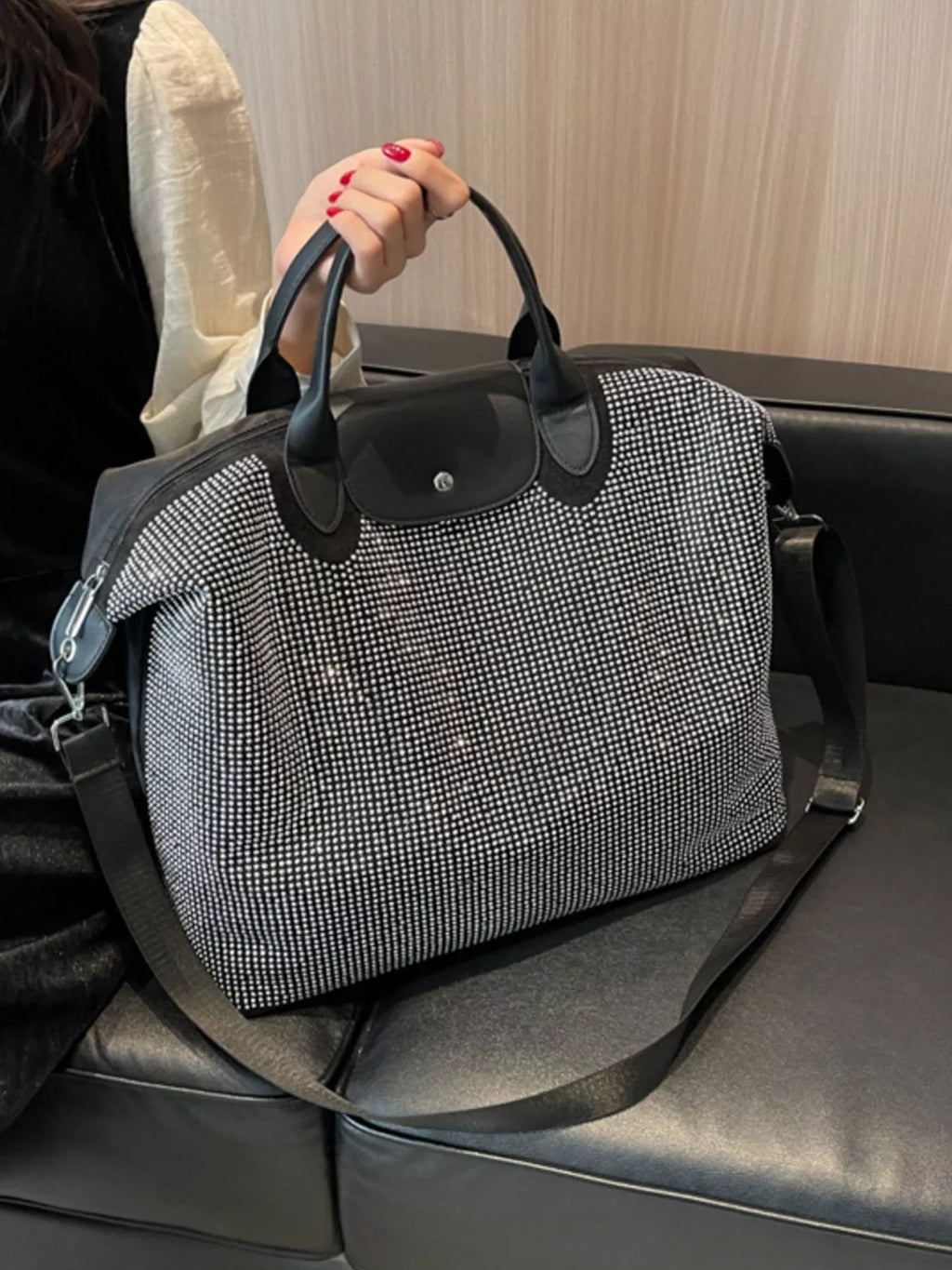 Rhinestone Embellished Crossbody Bag