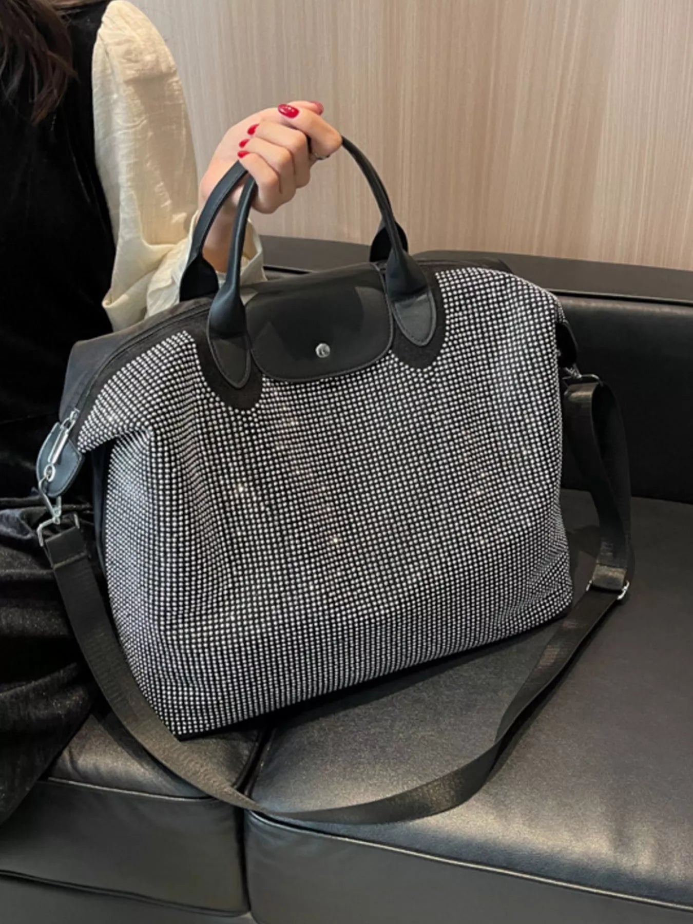 Rhinestone Embellished Crossbody Bag