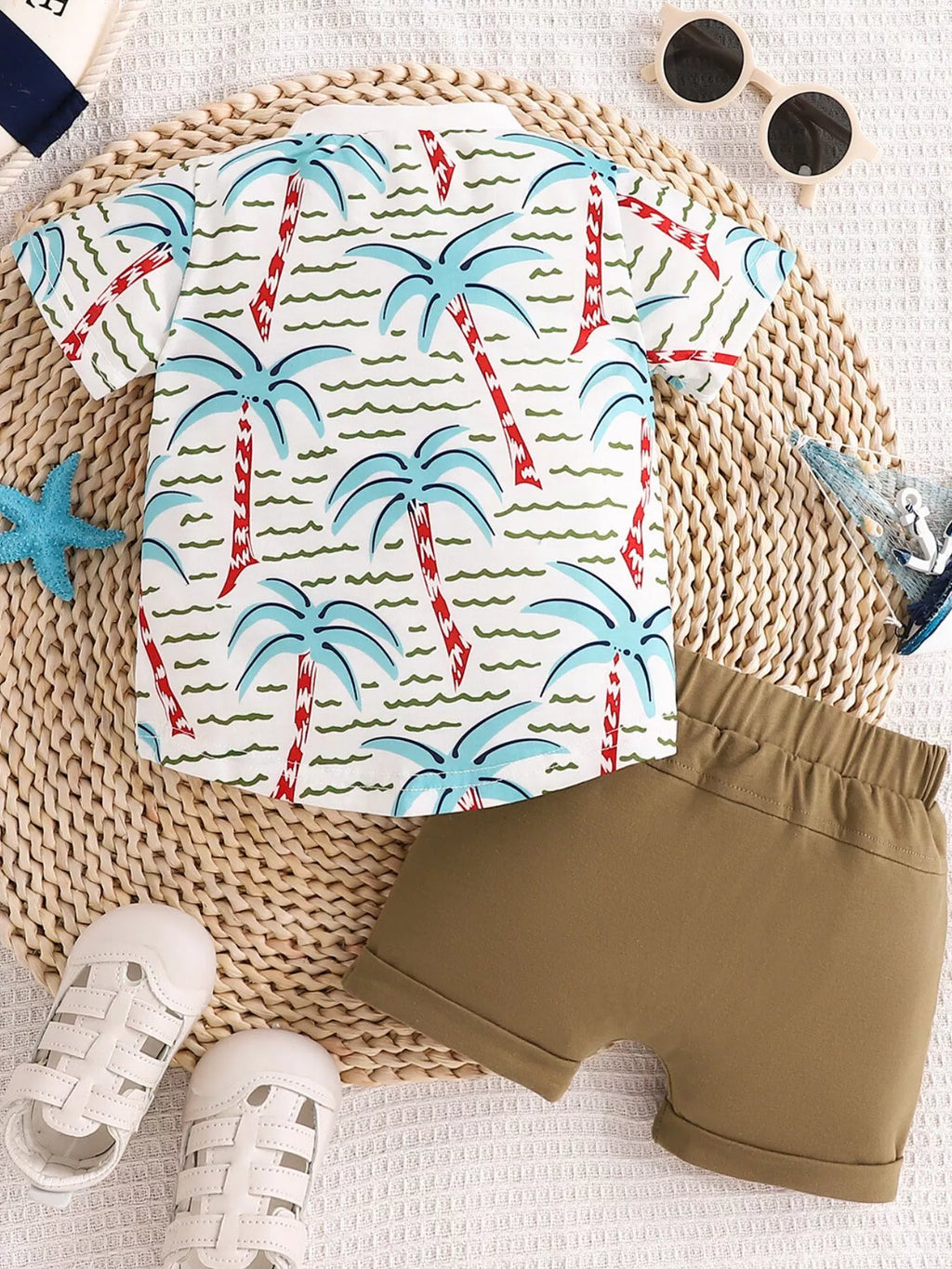 Children's Palm Tree Print T-Shirt and Shorts Set