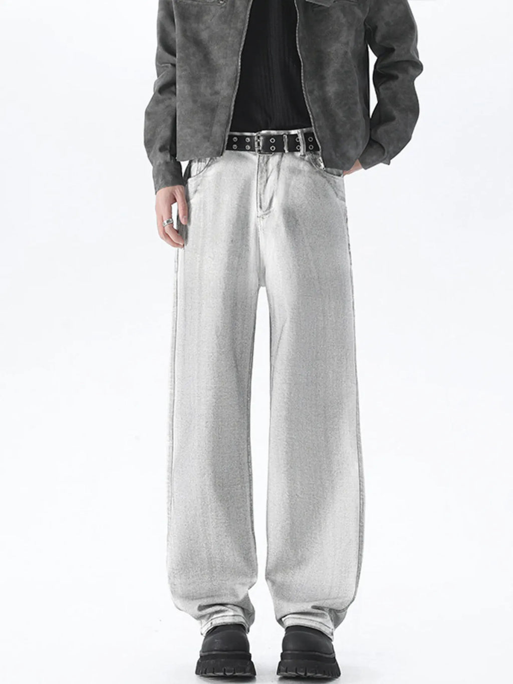 Men's Plus Size Wash Wide Leg Jeans