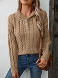 Cable-Knit Long Sleeve Hooded Sweater