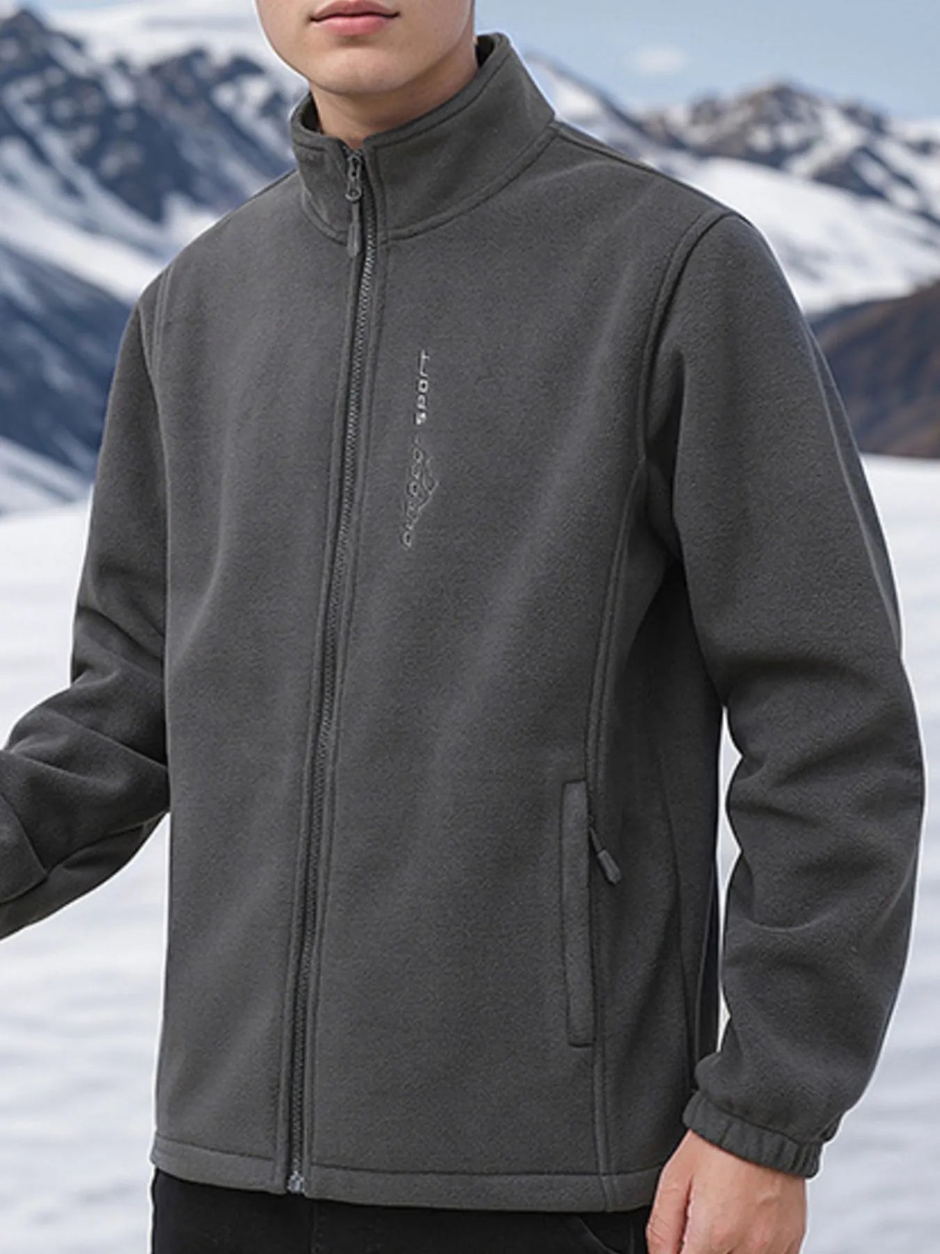 Men's Plus Size Zip Up Thermal Fleece Jacket
