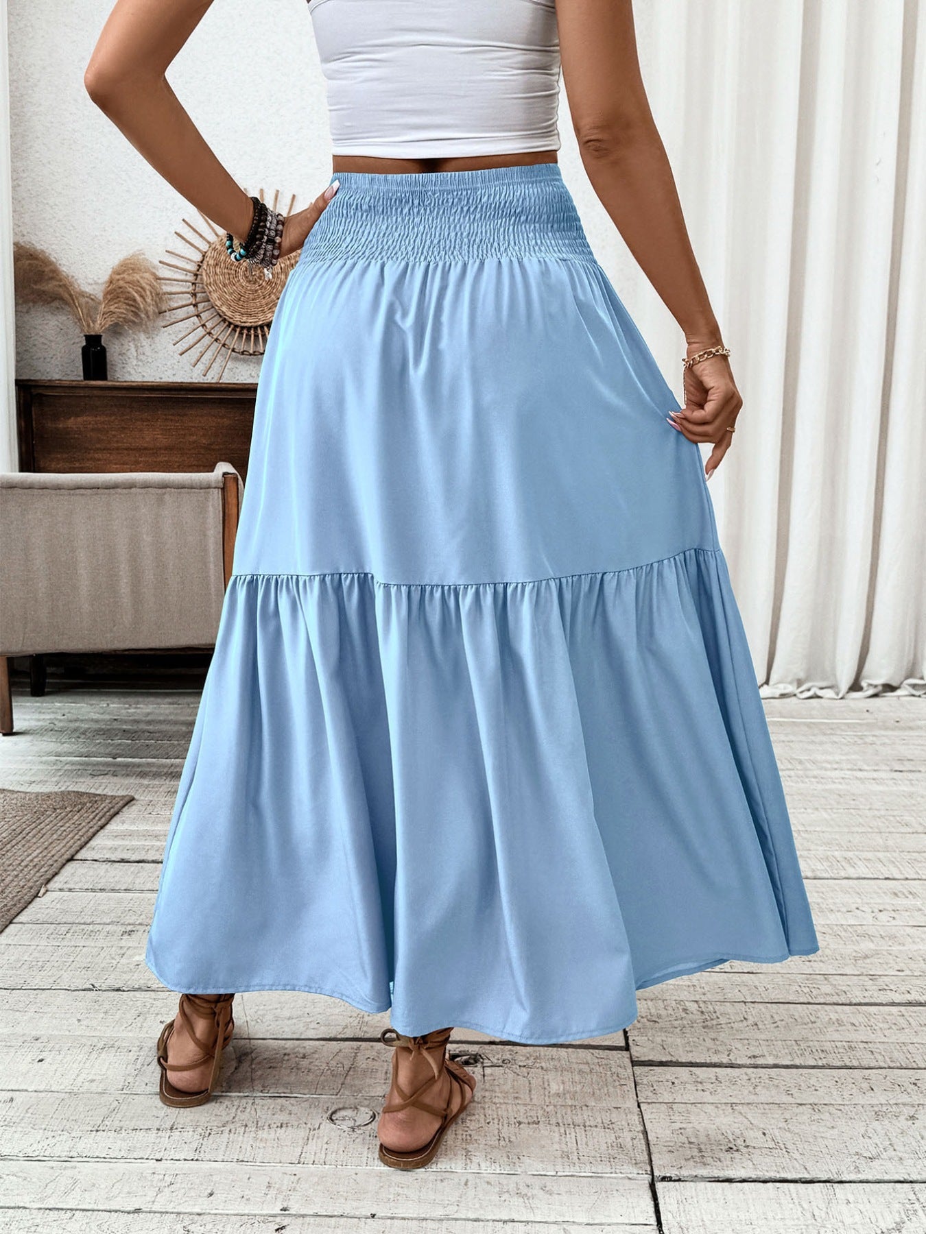 Smocked Waist Tiered Skirt
