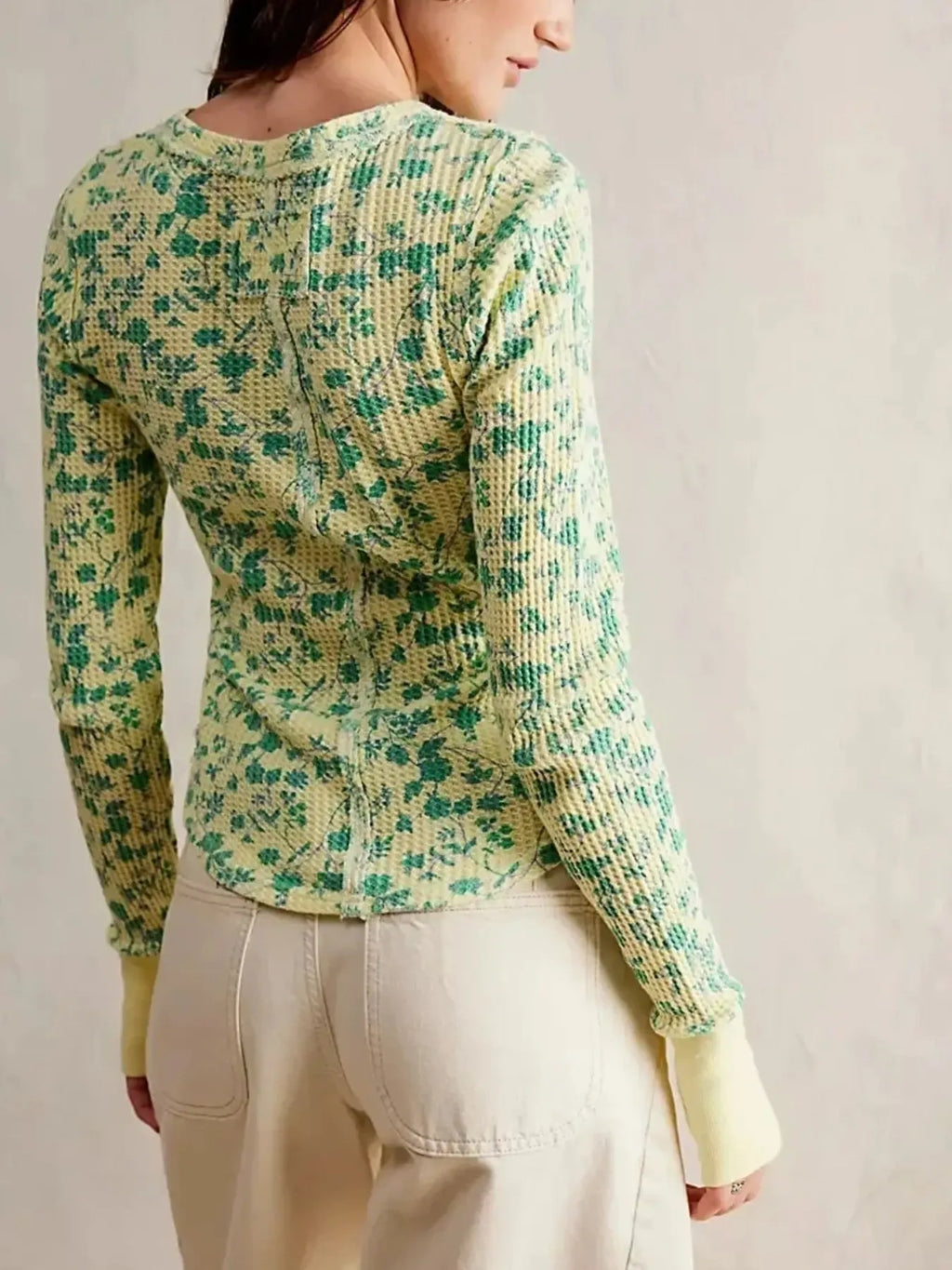 Floral Print Waffle Knit Top
