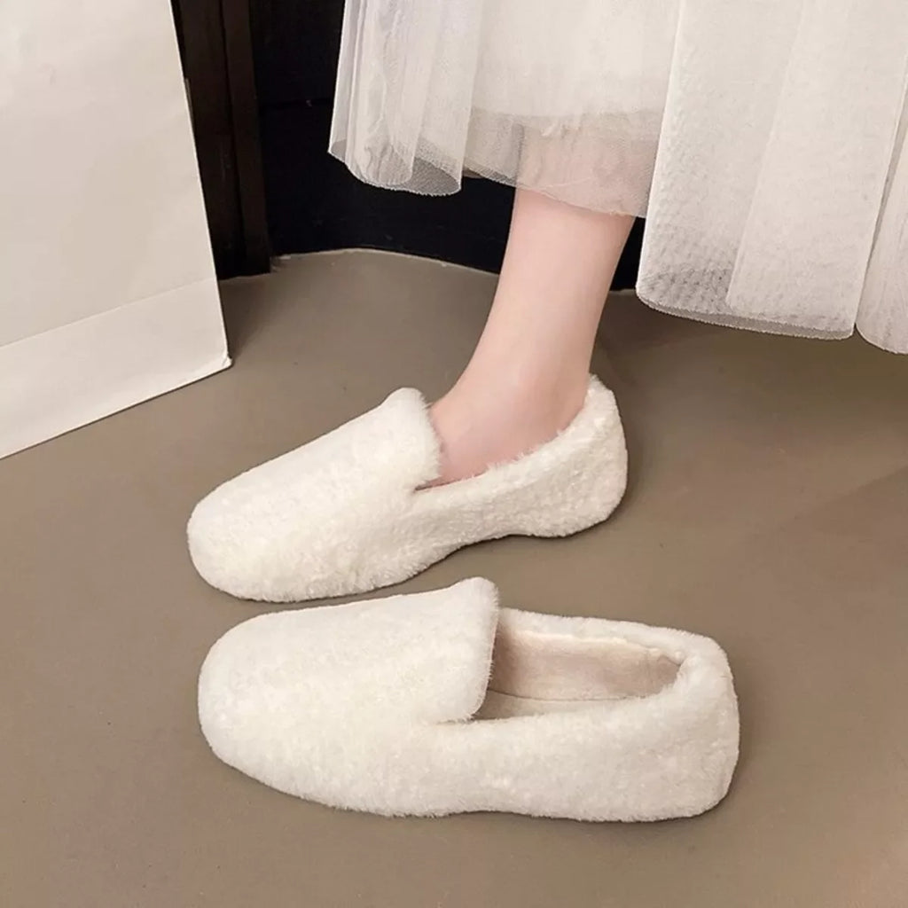 Fluffy Round Toe Slip-Ons