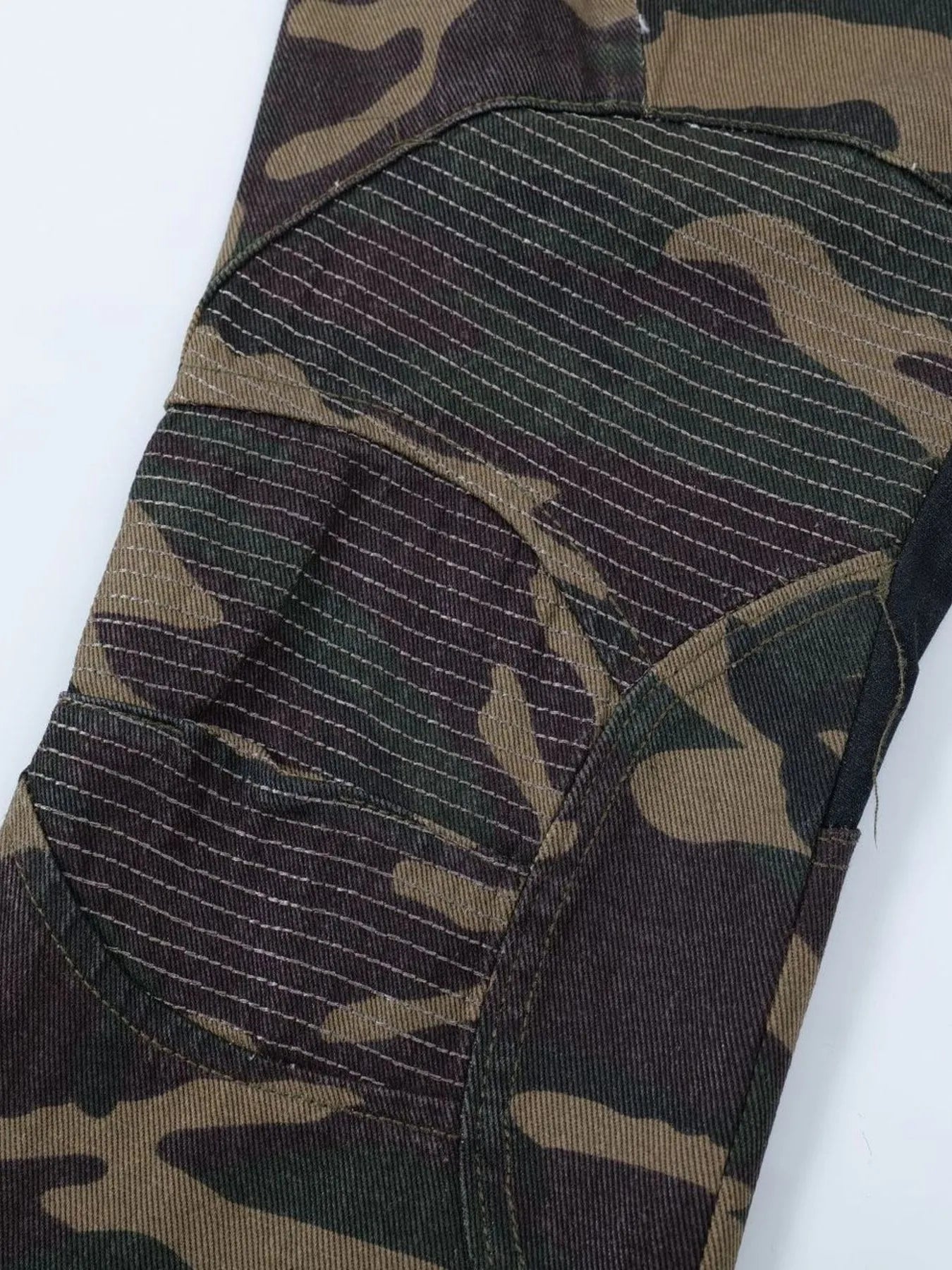 Men's Camouflage Bootcut Jeans with Seam Detail