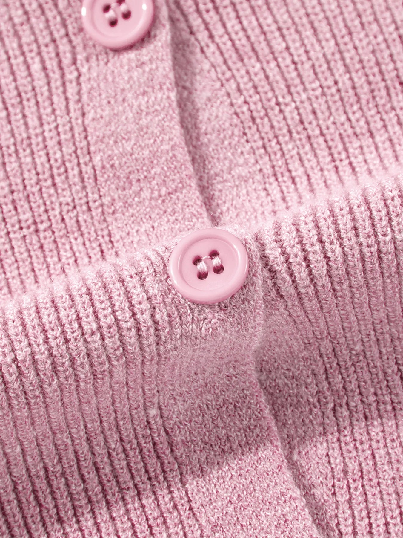 Ribbed Knit Button Front V Neck Cardigan