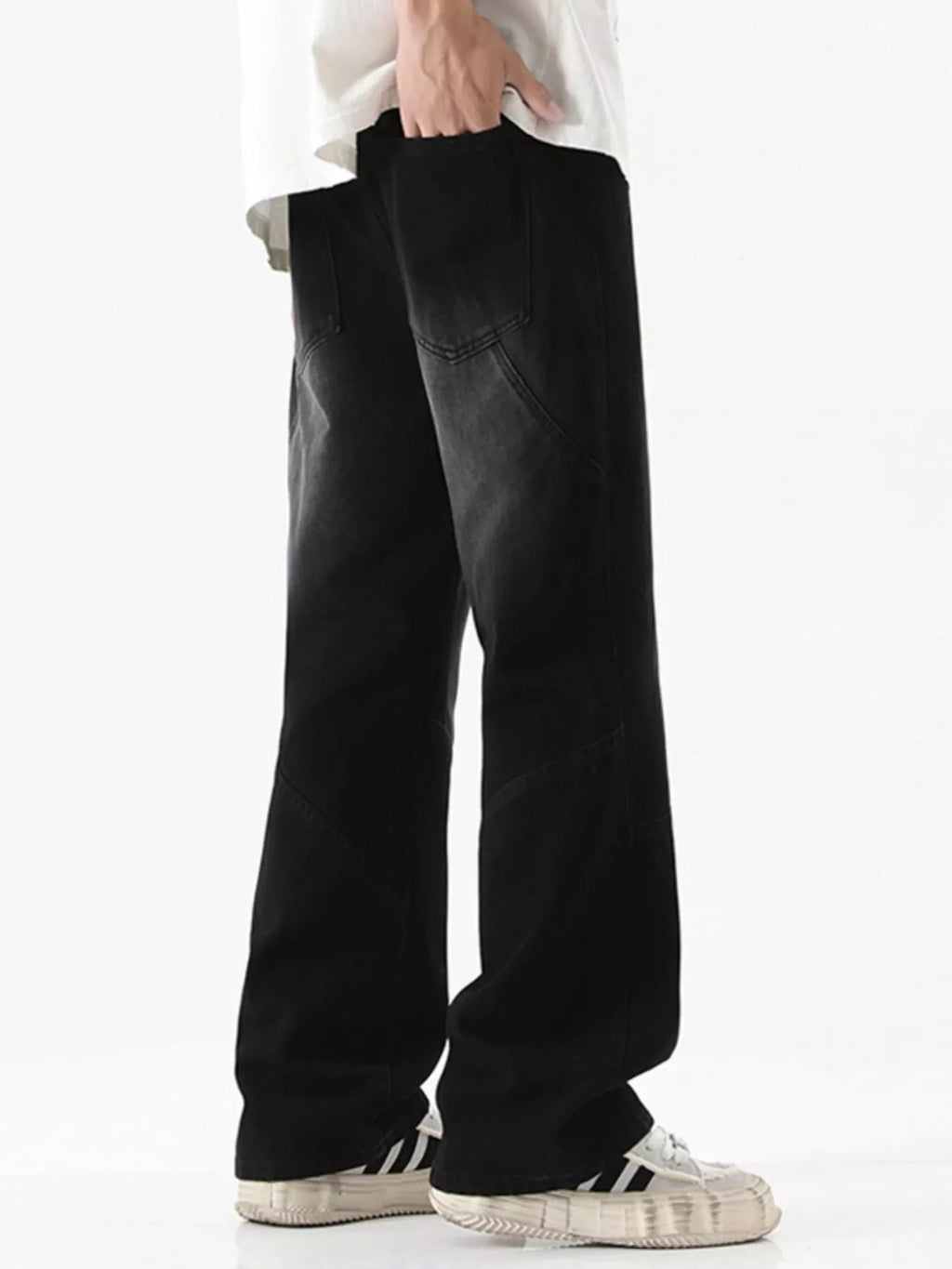 Men's Full Size Drawstring Wide Leg Jeans Plus Size