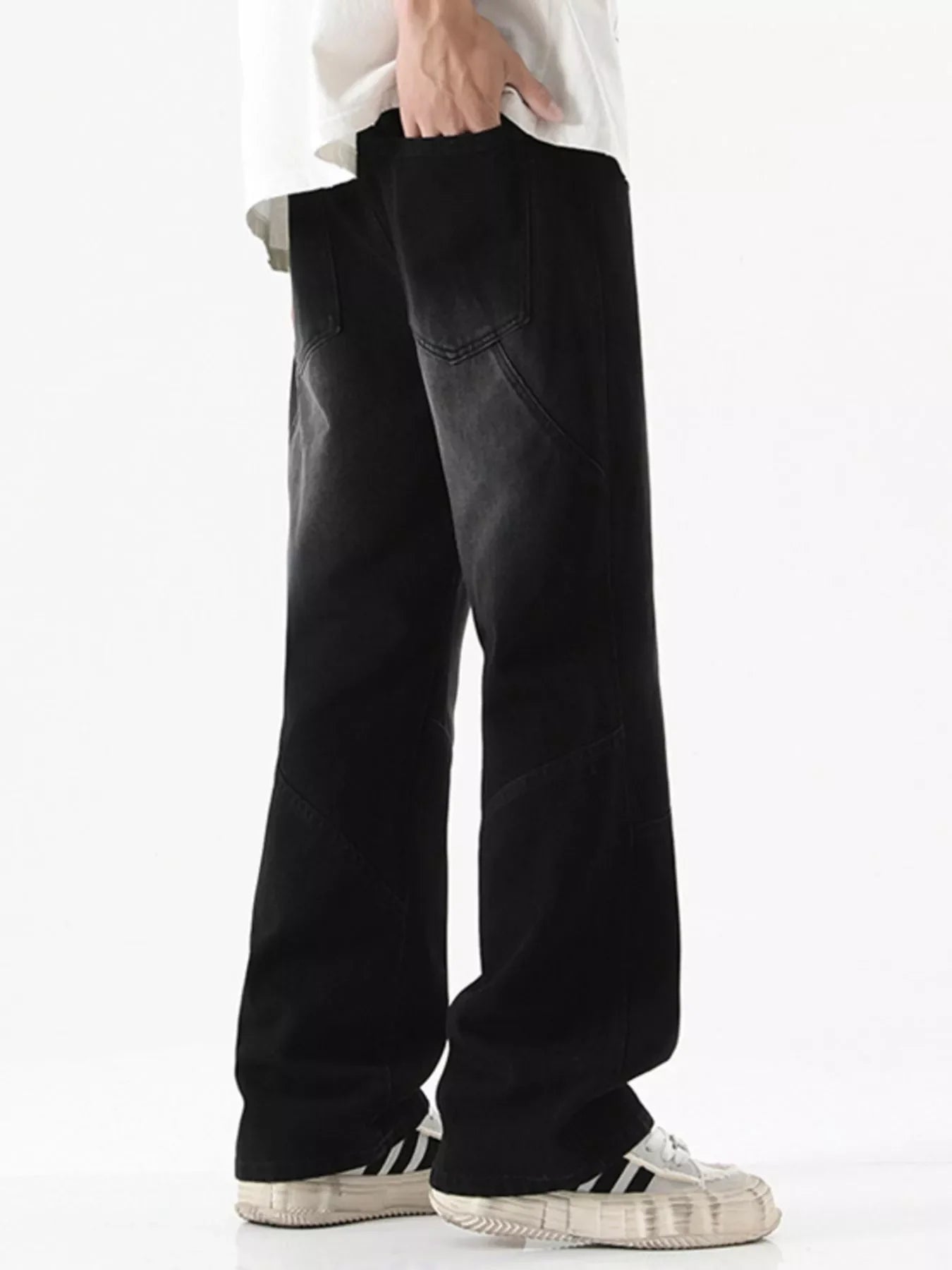 Men's Full Size Drawstring Wide Leg Jeans Plus Size