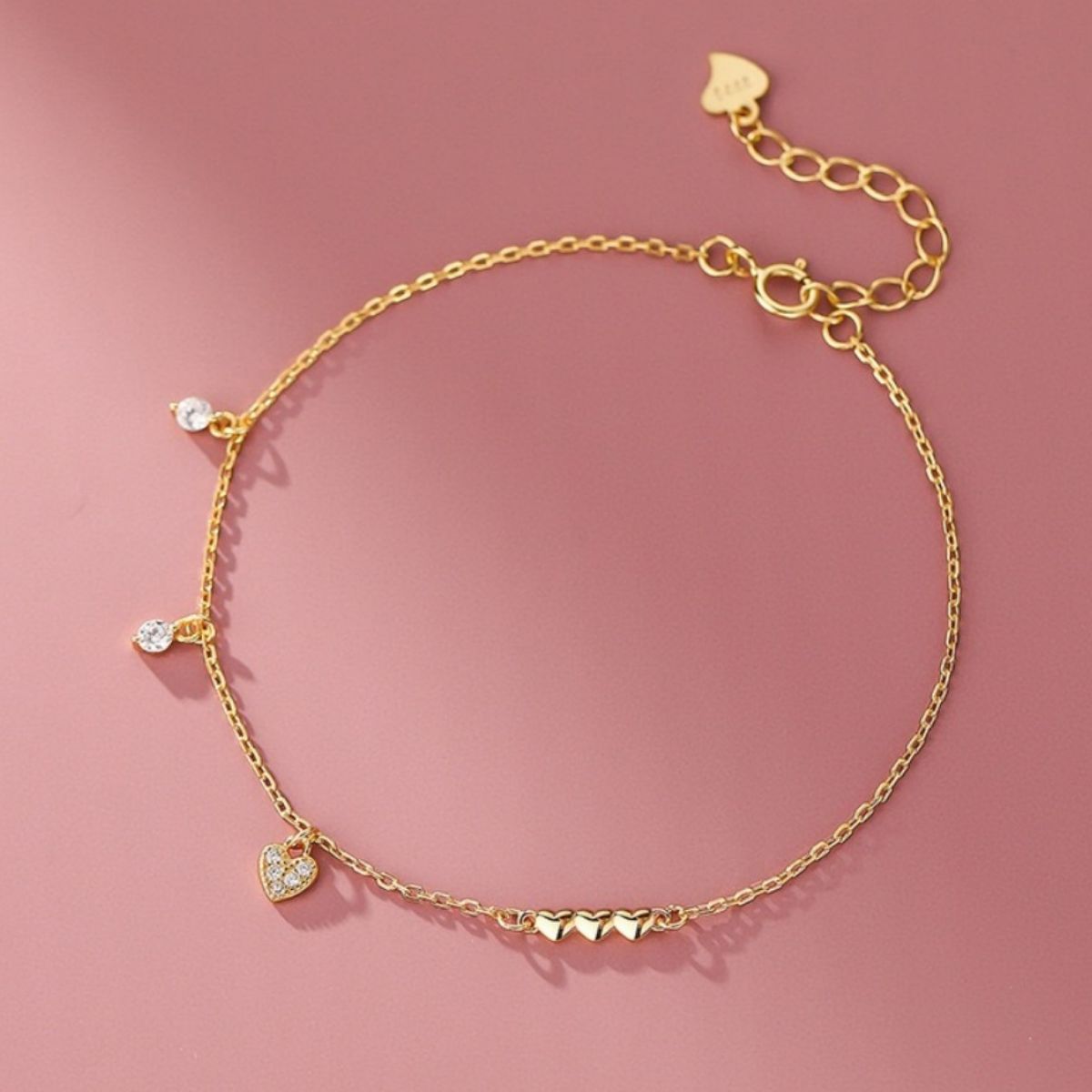 Heart Charm 925 Sterling Silver Bracelet