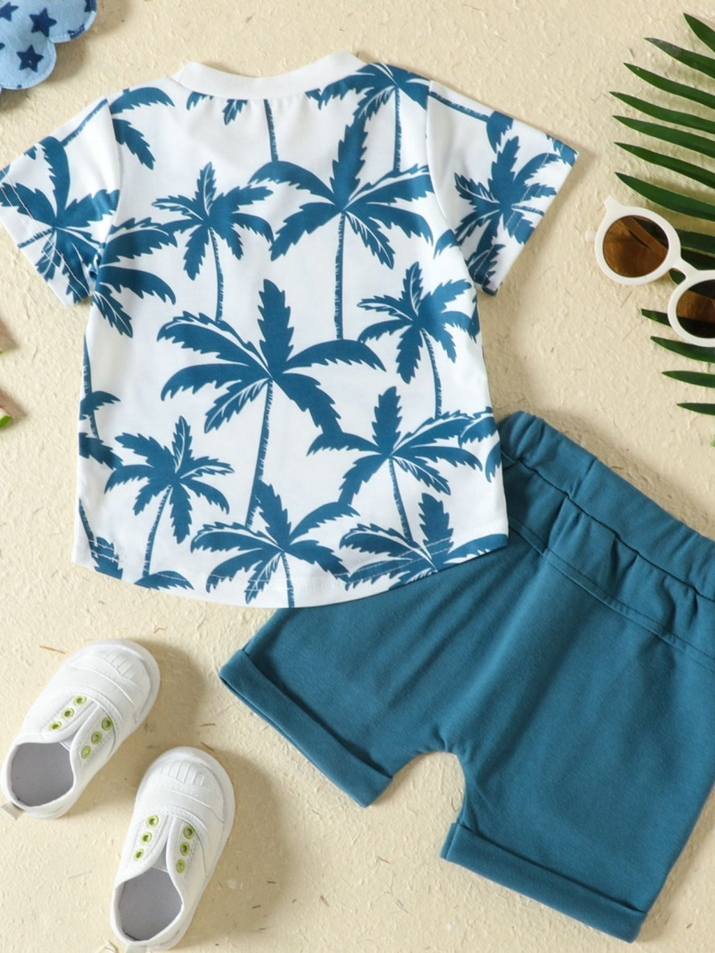 Children's Tropical Banana Print Casual Tee and Shorts Set