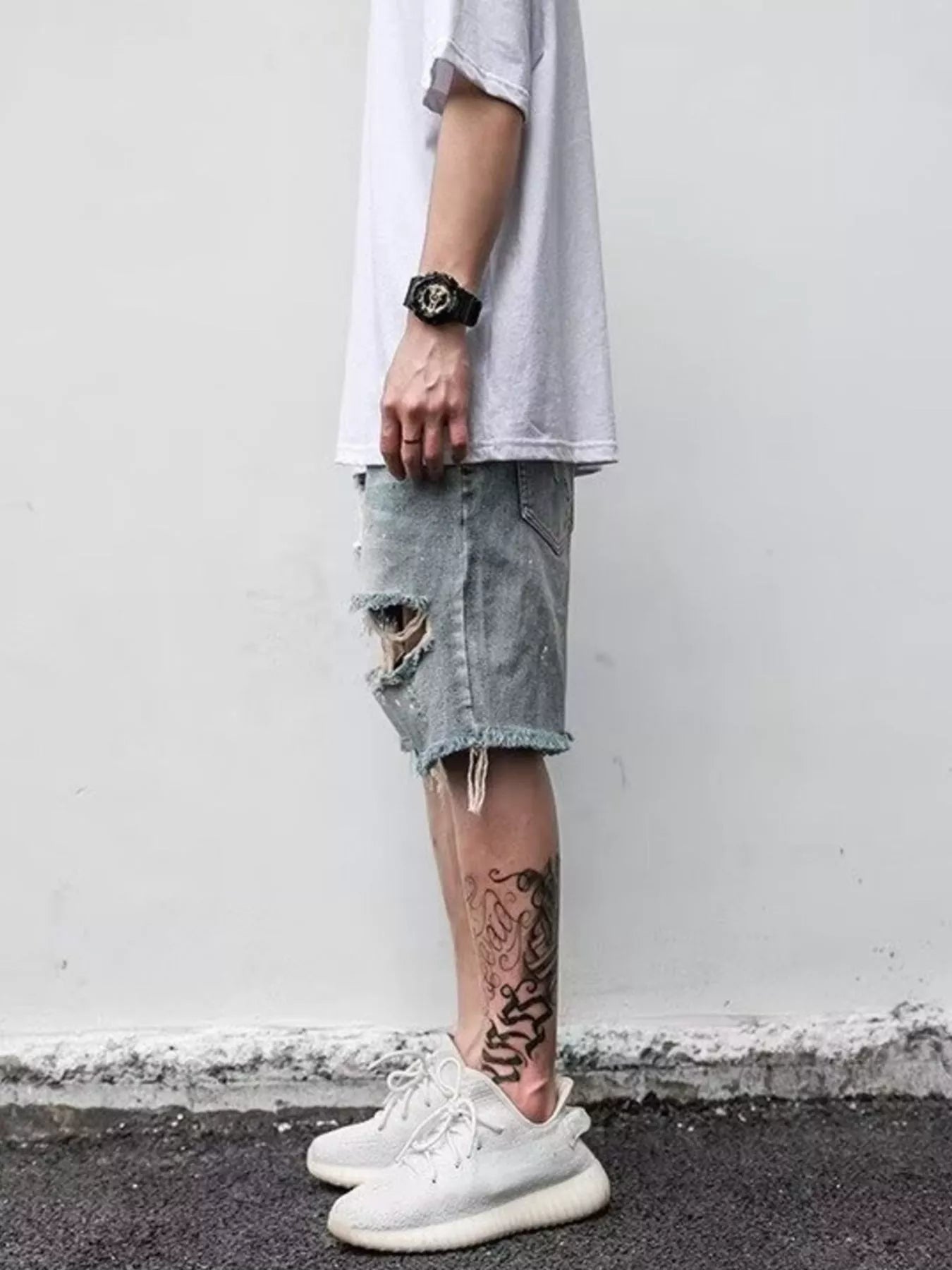Men's Full Size Distressed Denim Shorts Plus Size