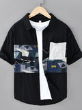 Men's Plus Size Abstract Patchwork Short Sleeve Shirt