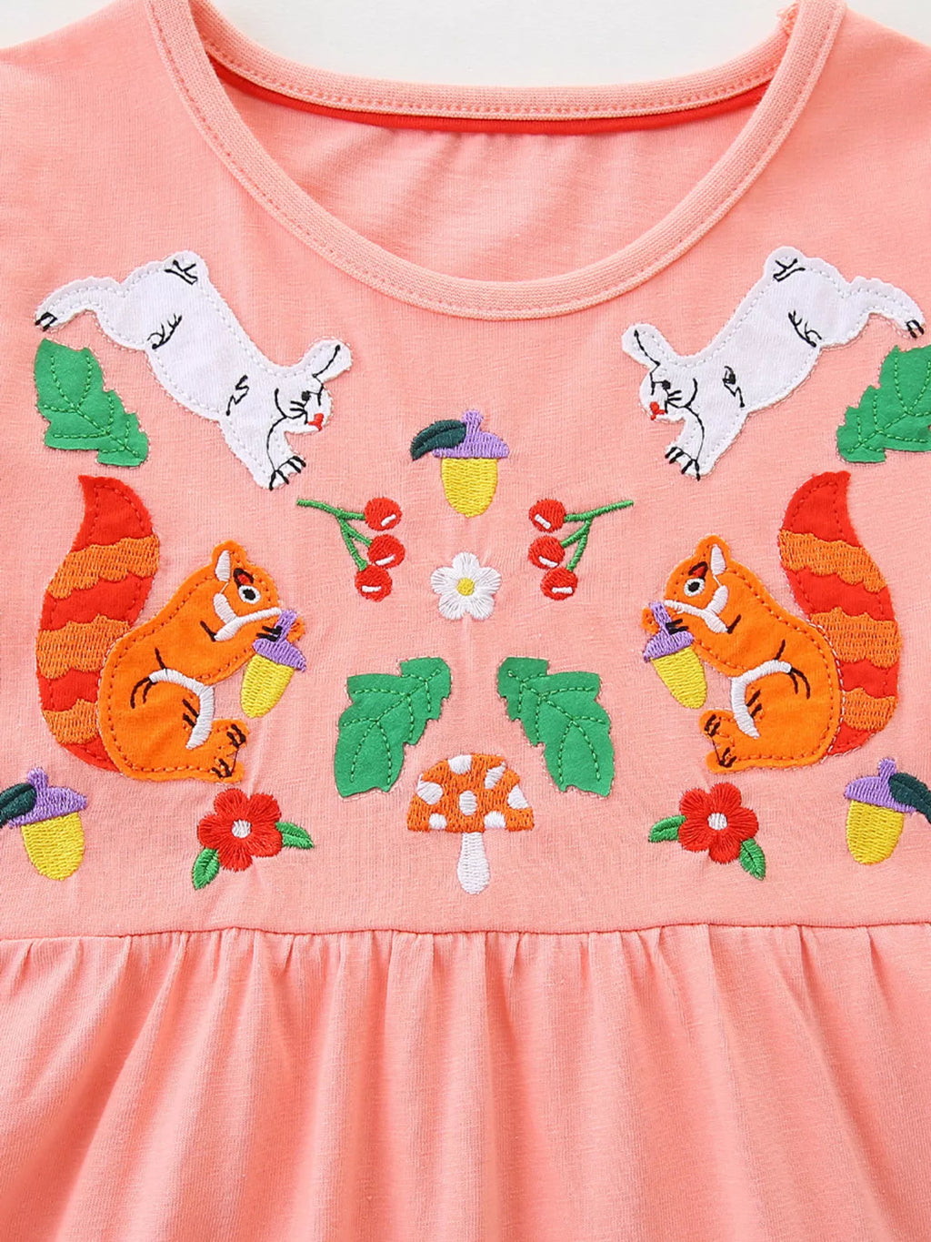 Children's Animal Embroidered Long Sleeve Dress