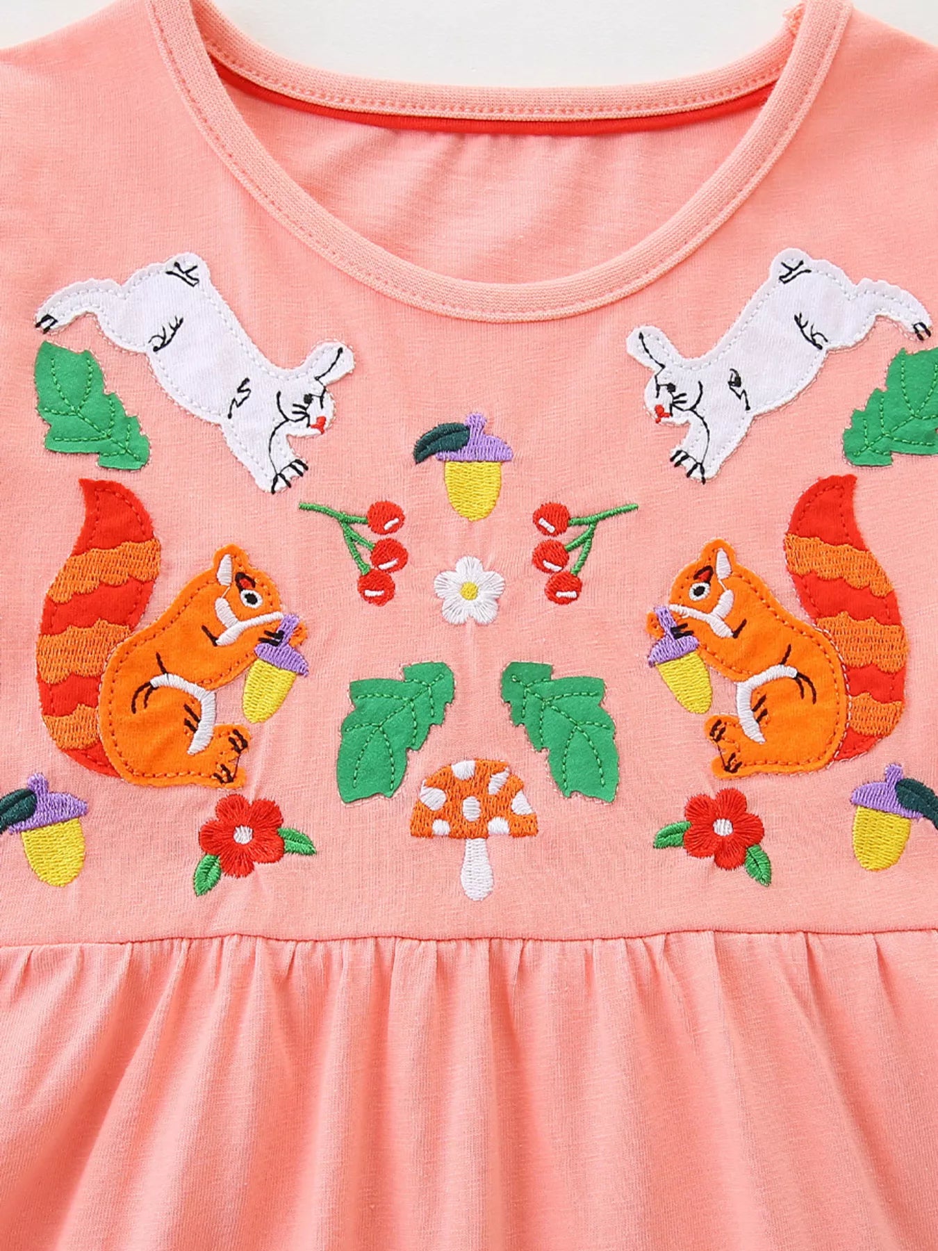 Children's Animal Embroidered Long Sleeve Dress