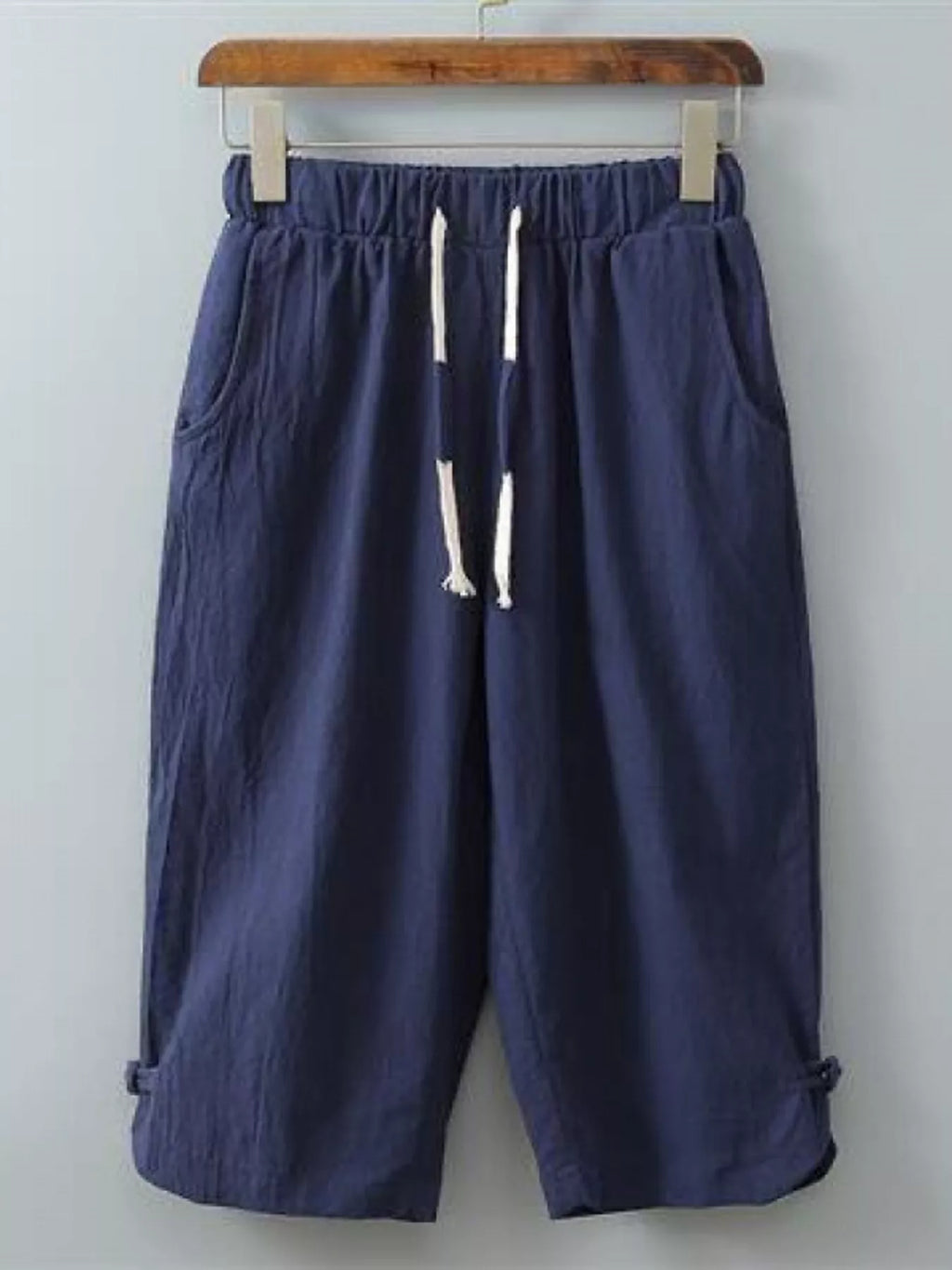 Men's Plus Size Casual Cropped Pants with Drawstring