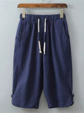 Men's Plus Size Casual Cropped Pants with Drawstring