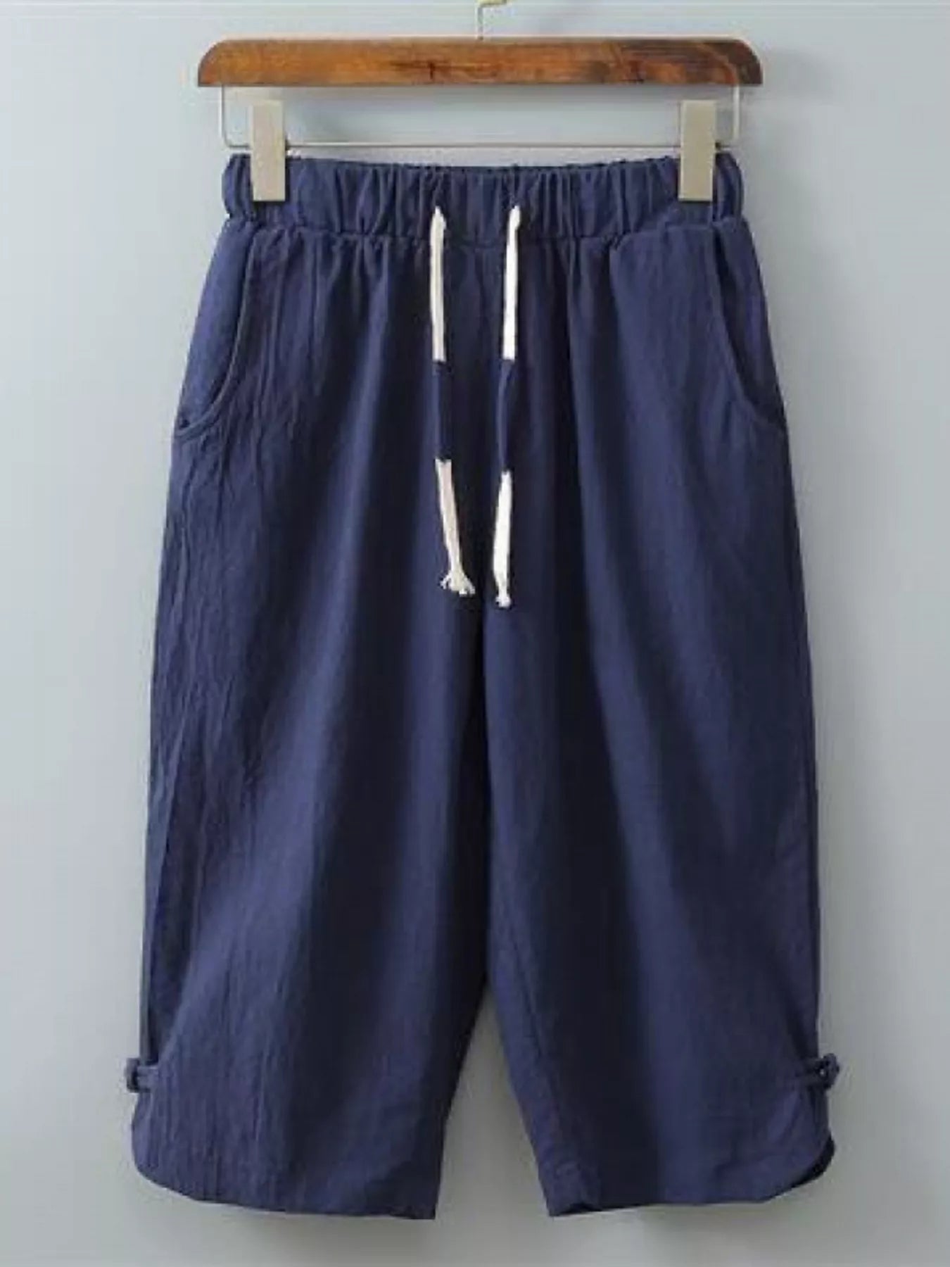Men's Plus Size Casual Cropped Pants with Drawstring
