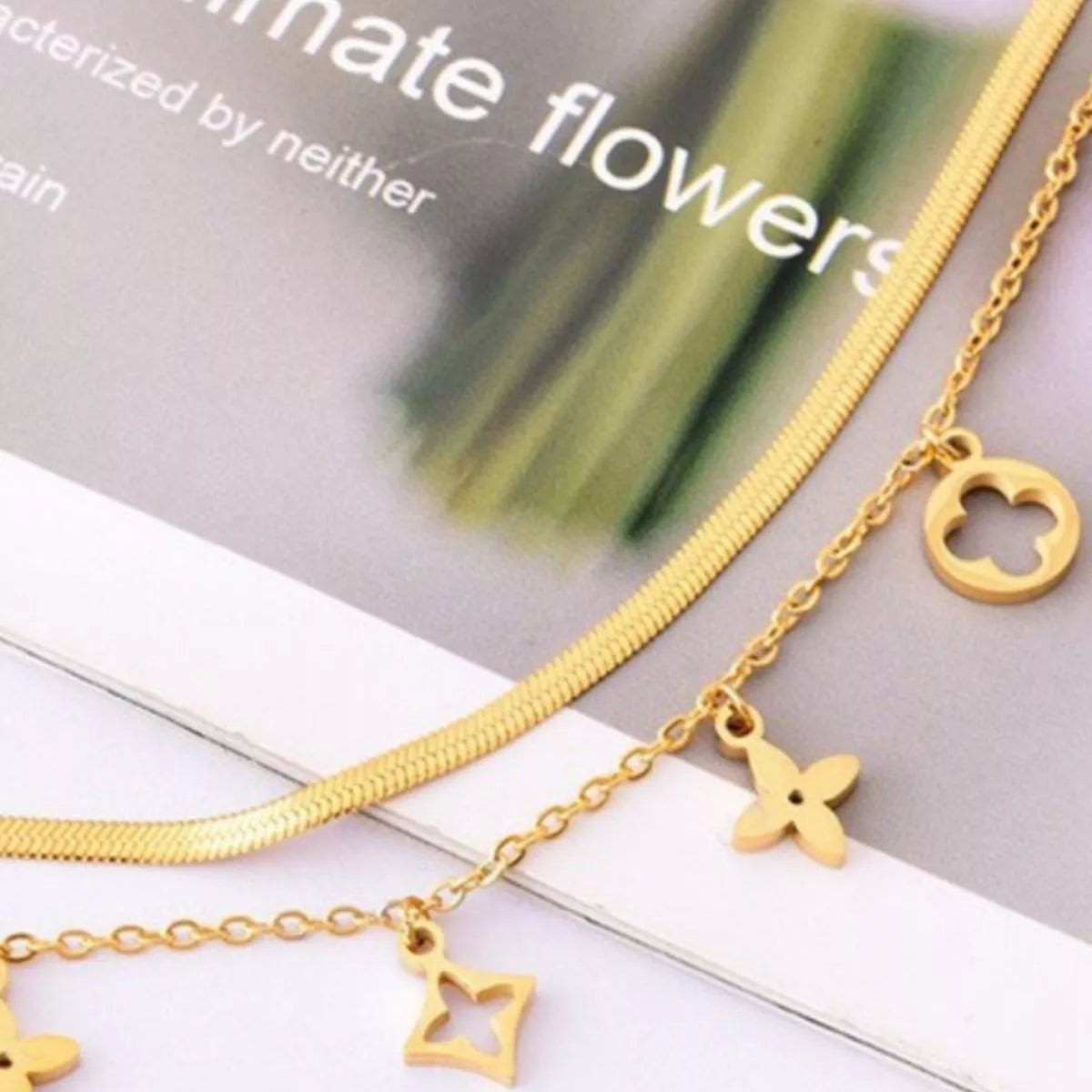 18K Gold-Plated Double Layered Charm Necklace