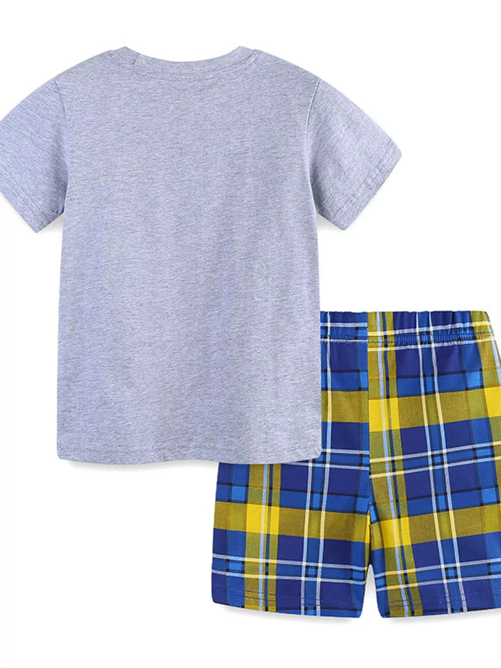 Children's Construction Truck & Traffic Sign Graphic T-Shirt and Plaid Shorts Set