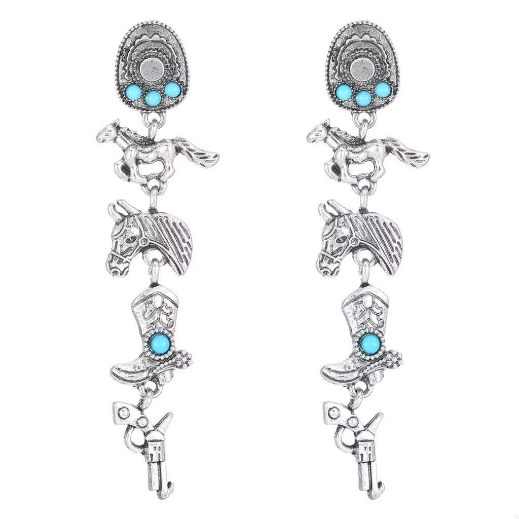 Western Style Turquoise Accent Earrings