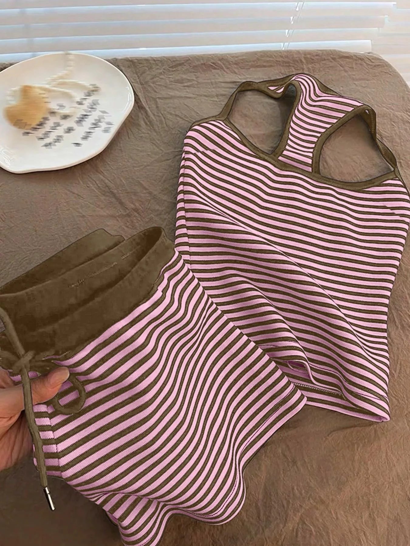 Striped Tank Top and Shorts Set