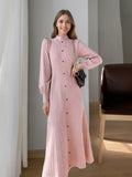Ribbed Knit Mock Neck Midi Dress