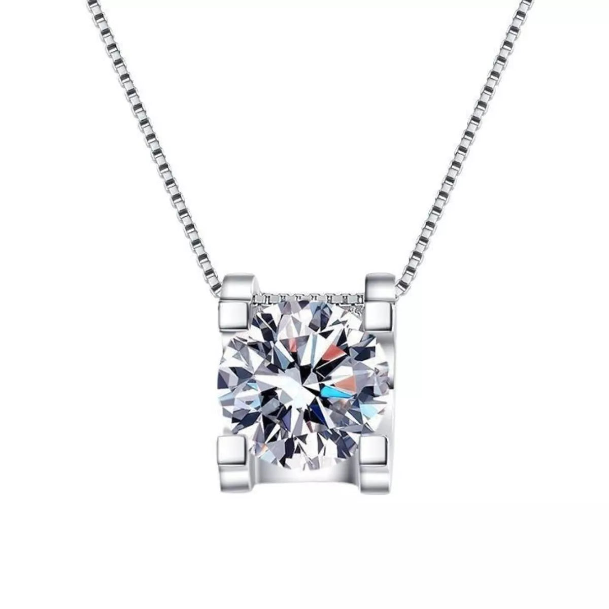 1 Carat 925 Sterling Silver Moissanite Pendant Necklace