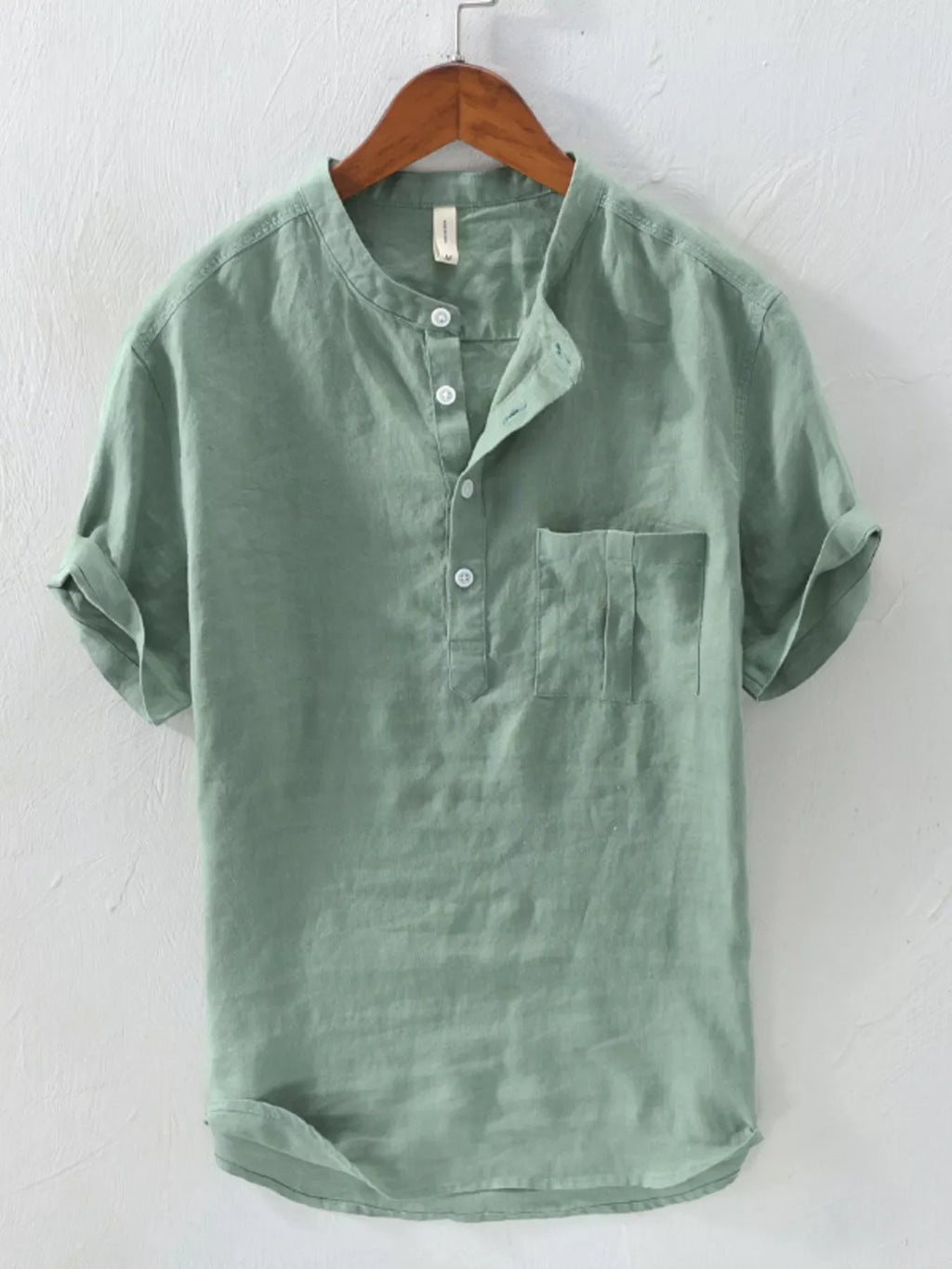 Men's Plus Size Button Detail Short Sleeve Shirt