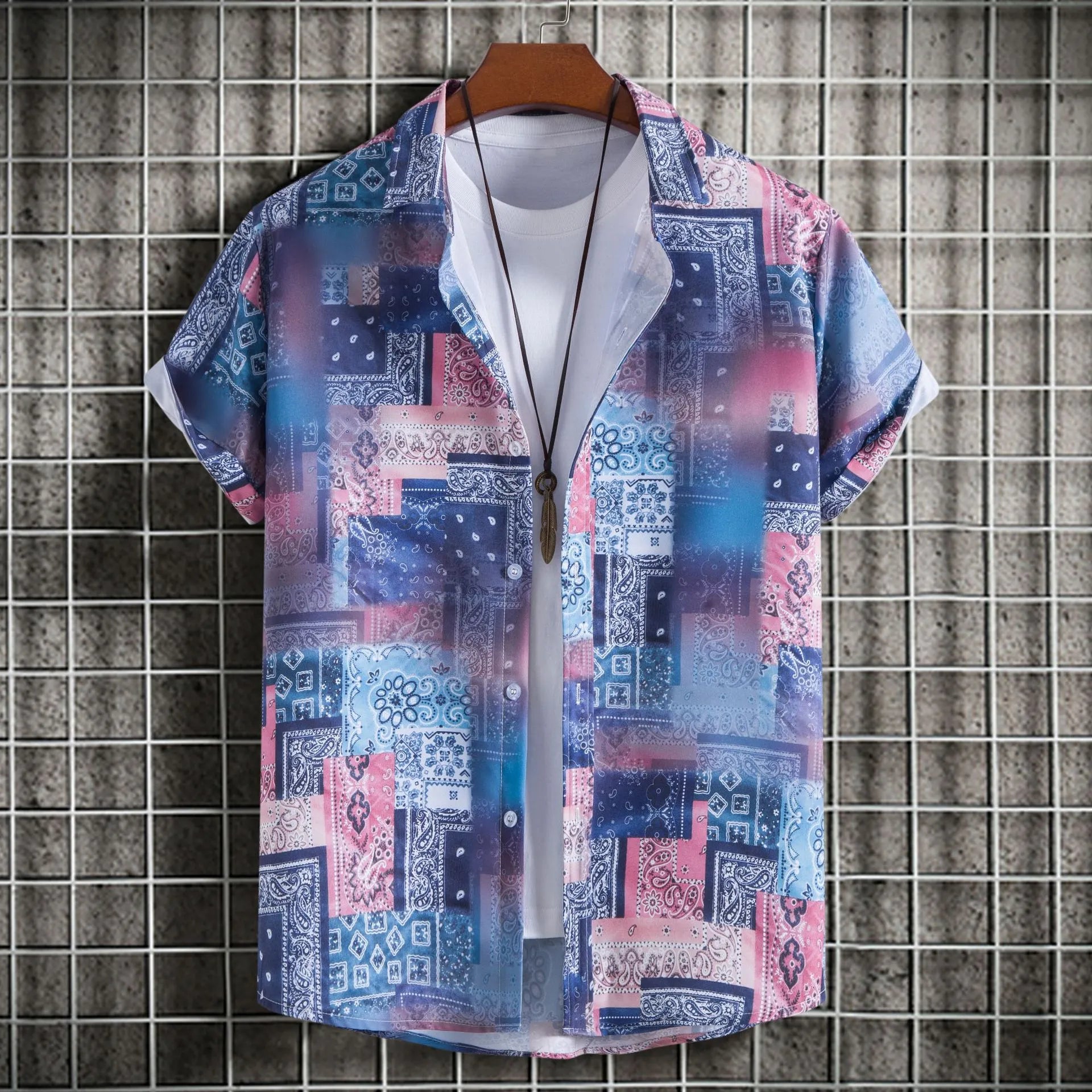 Men's Plus Size Printed Short Sleeve Casual Shirt