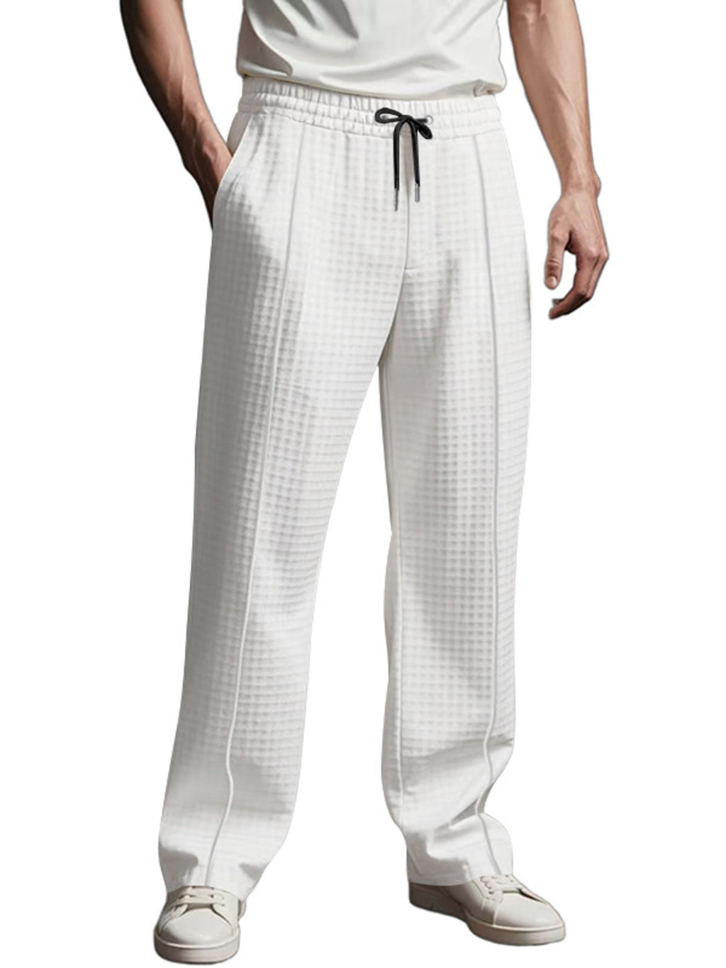 Men's Full Size Textured Drawstring Casual Pants Plus Size