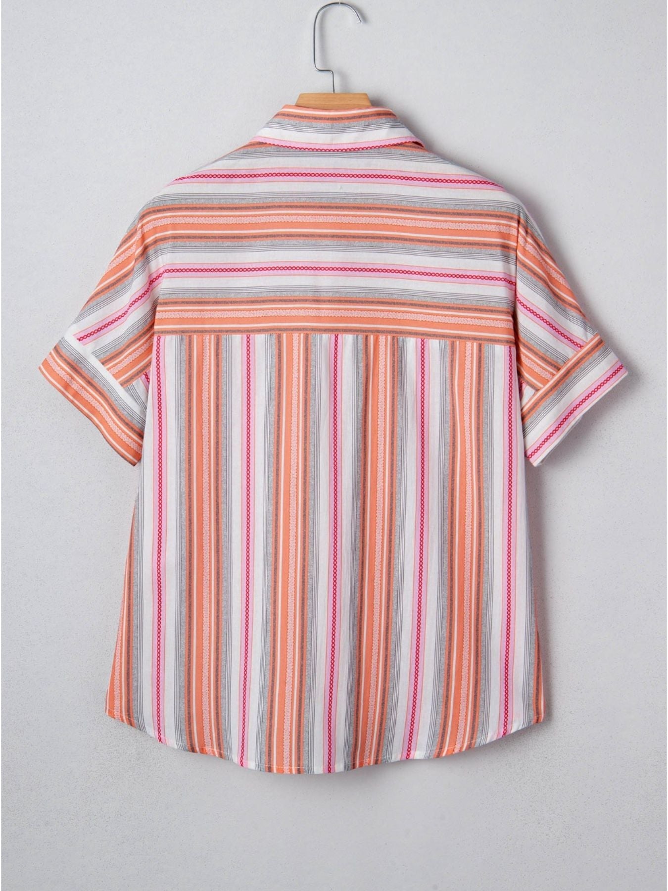 Striped Button-Down Short Sleeve Shirt