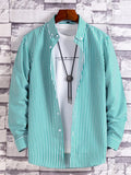 Men's Plus Size Striped Button Up Casual Shirt