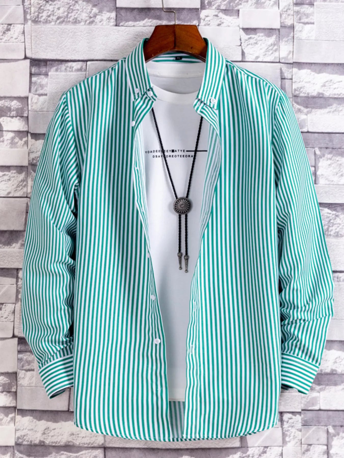 Men's Plus Size Striped Button Up Casual Shirt