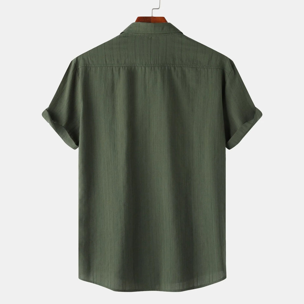 Men's Short Sleeve Button Down Shirt with Chest Pocket
