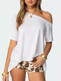 One Shoulder Asymmetrical Hem T-Shirt